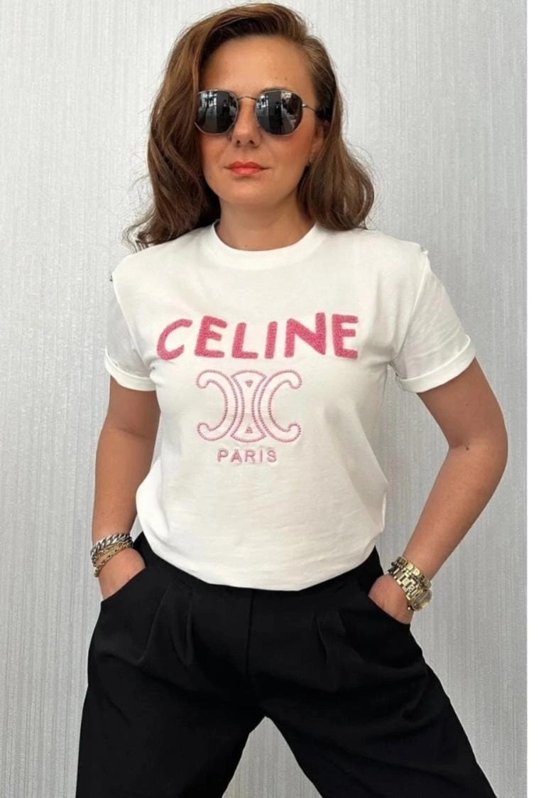 Kabartma Desen Yazılı Tshirt