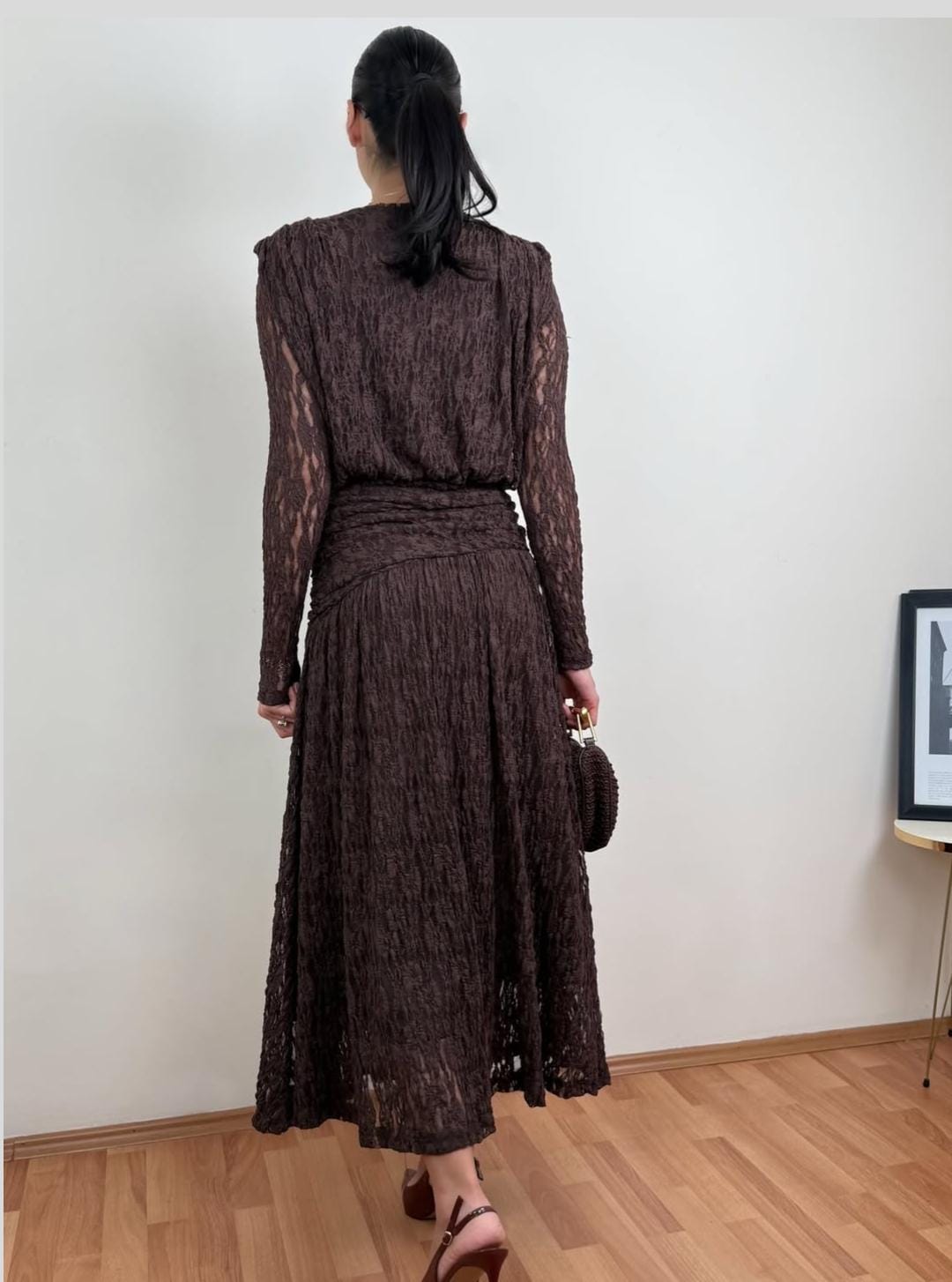 DRAPE ASTARLI DANTEL ELBİSE