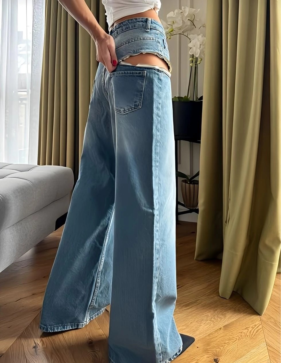 Fermuar Detaylı Denim Pantolon