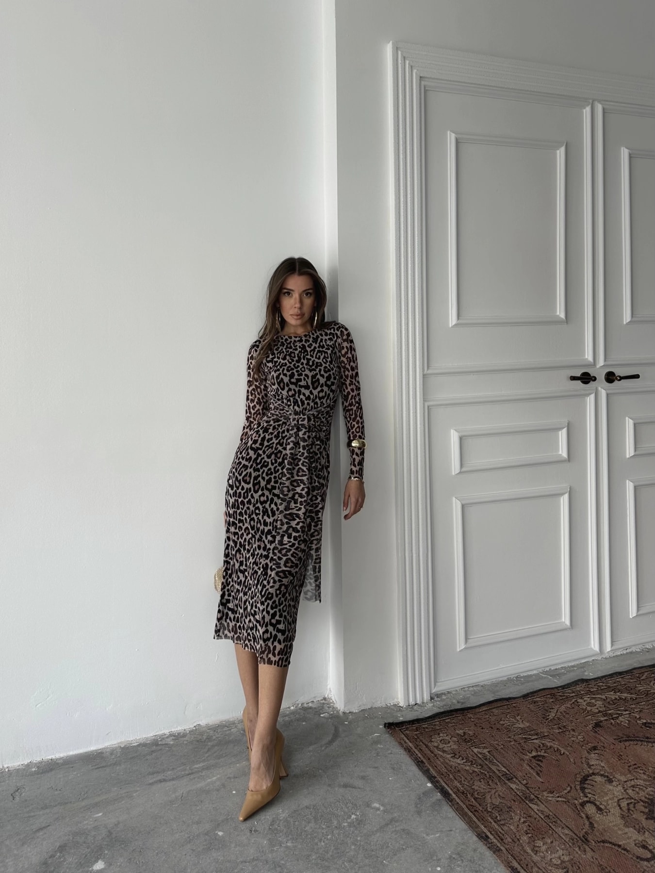 Tül Leopar Elbise