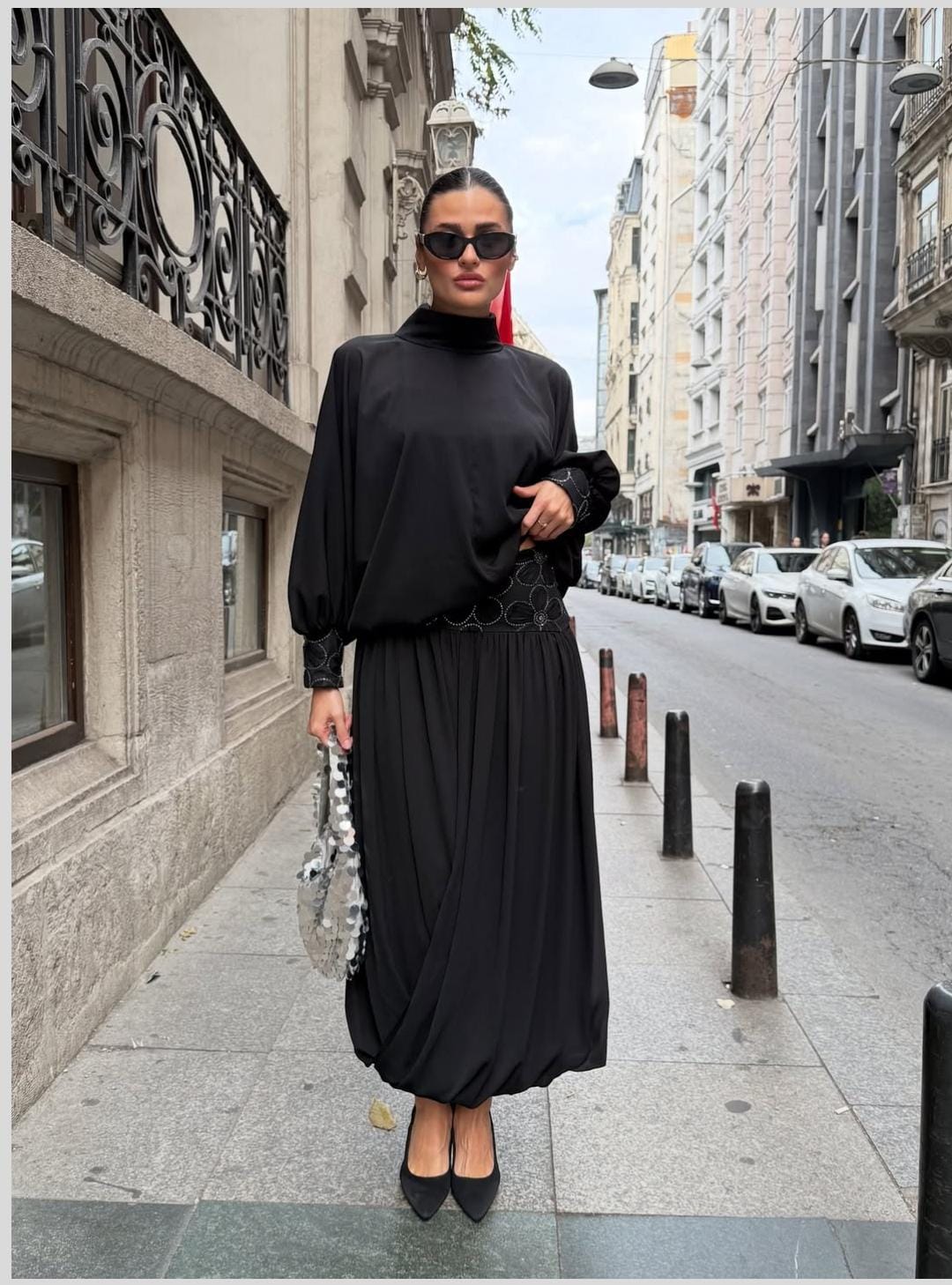 YORYO ŞİFON AKSESUARLI BALON ETEK TAKIM