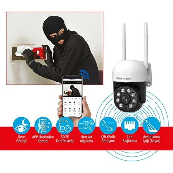 Alpsmart AS690 2mp 360º Wi-Fi Akıllı Dome Kamera