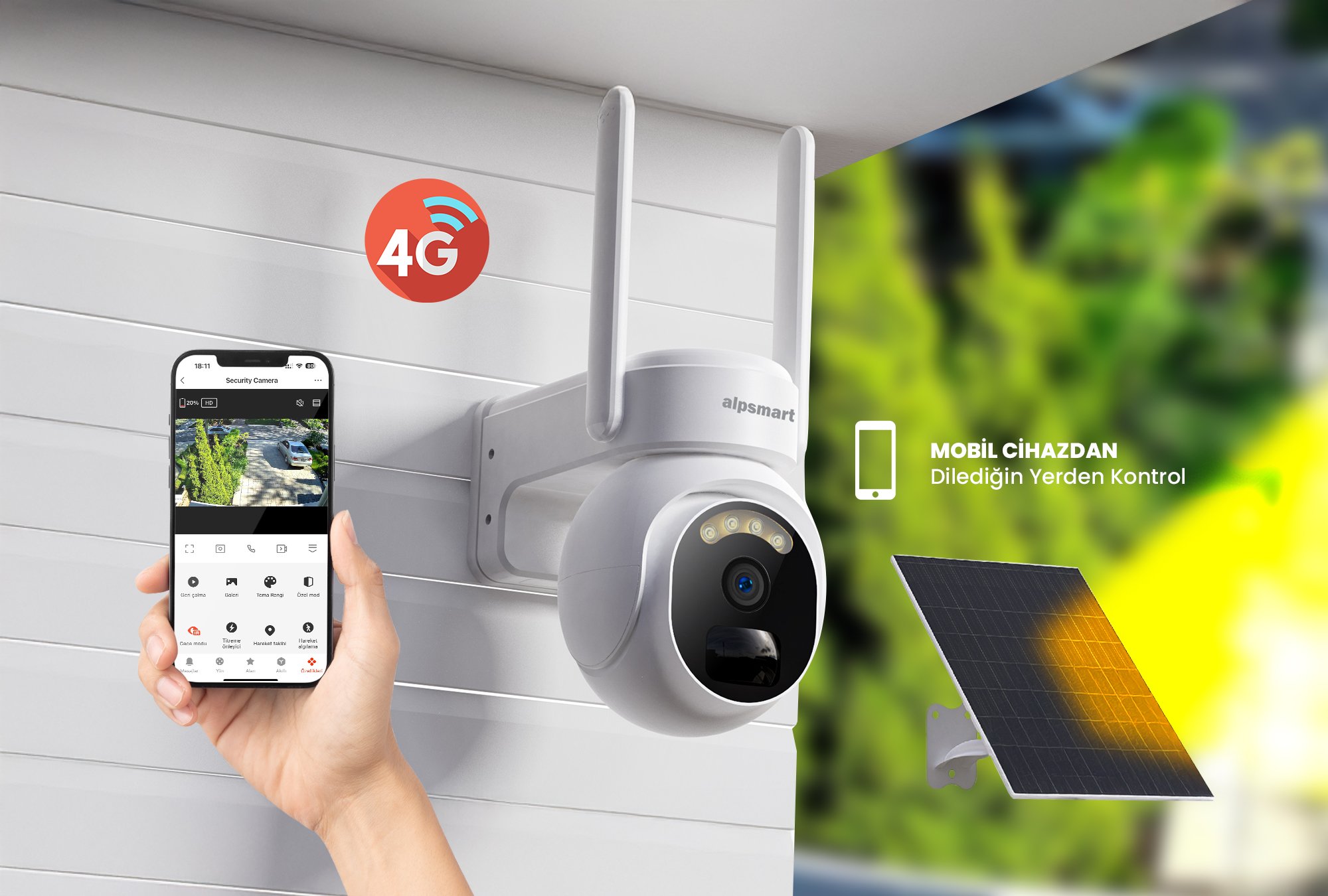 Alpsmart AS660 4g Solar 4mp Güvenlik Kamerası Güneş Enerjili Tuya Uyumlu