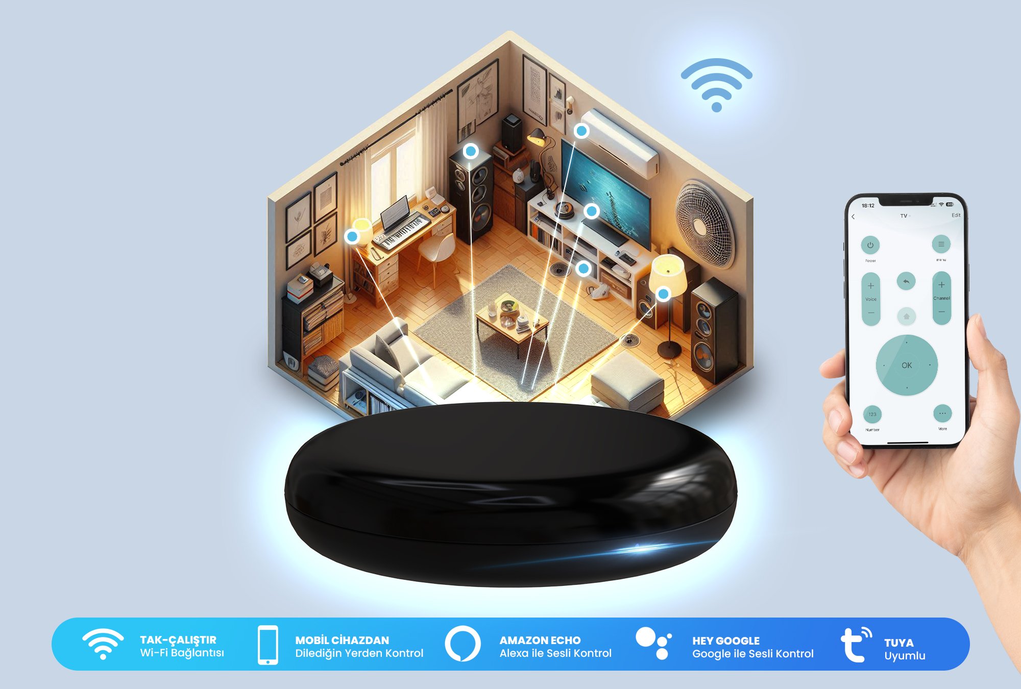 ALPSMART As842 Wifi Akıllı Tv, Klima IR Uzaktan Kumanda Merkezi Tuya Destekli