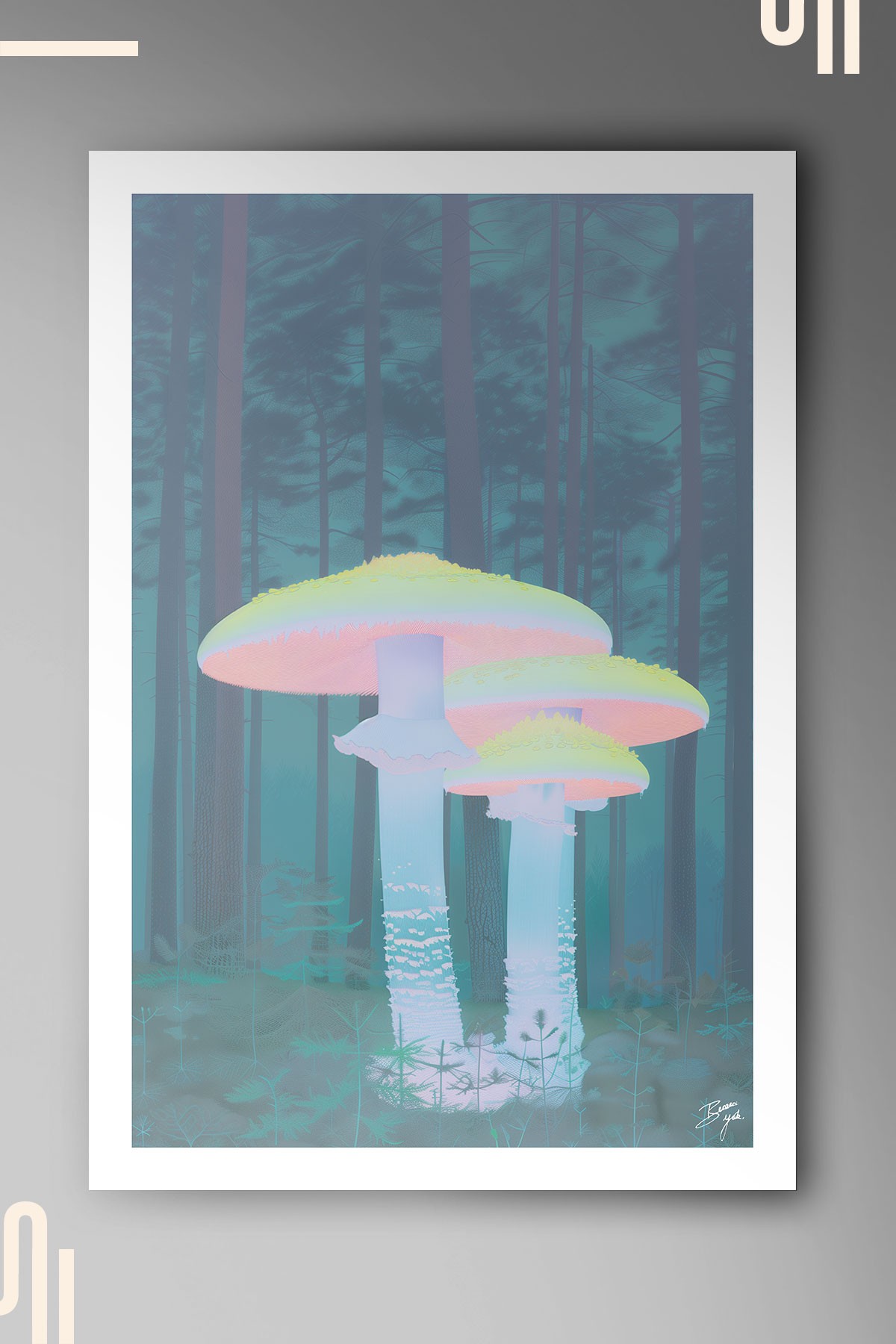 Magic Mushrooms Art Poster - Çerçevesiz