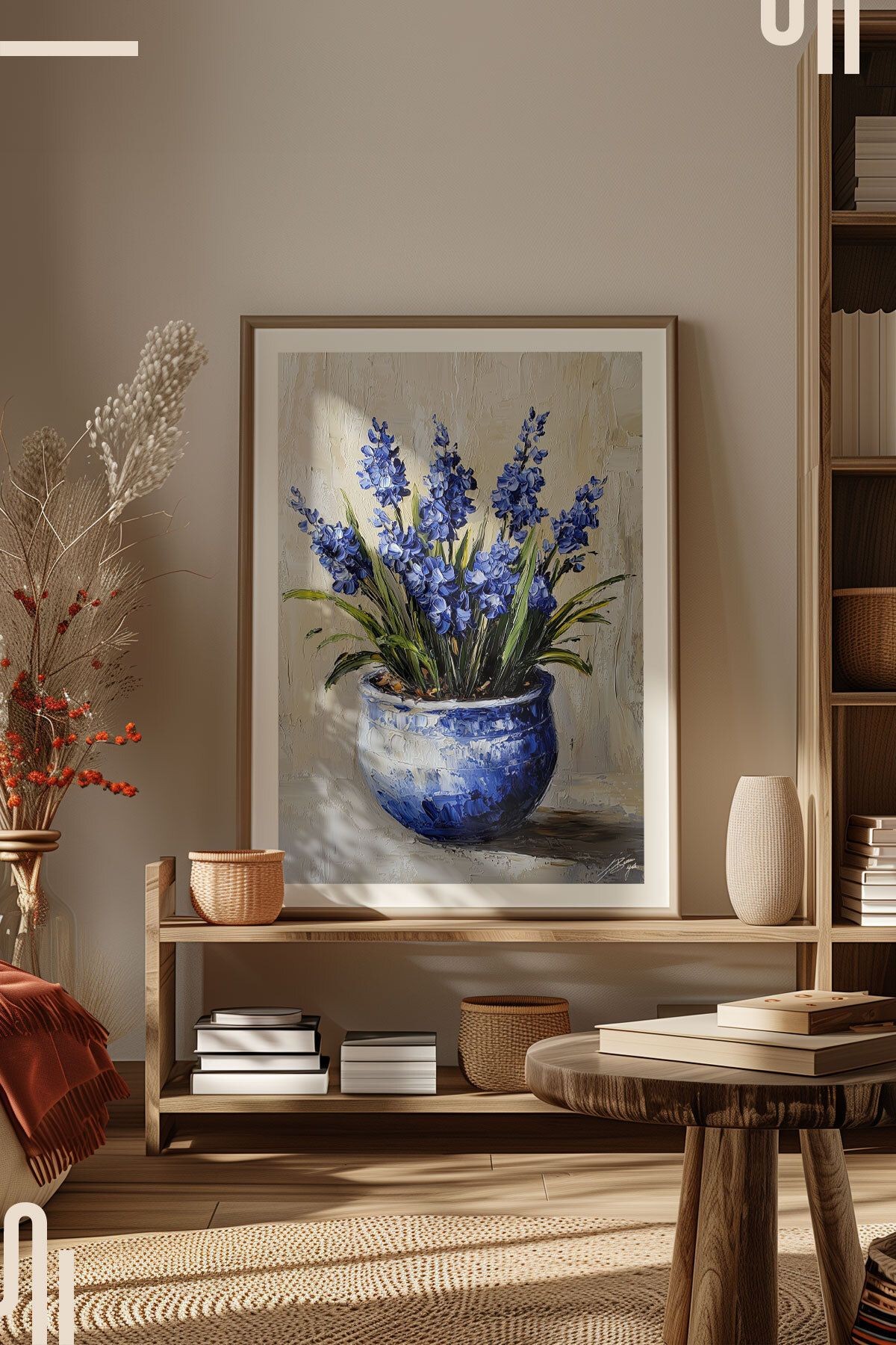 Blue Hyacinths Art Poster - Çerçevesiz