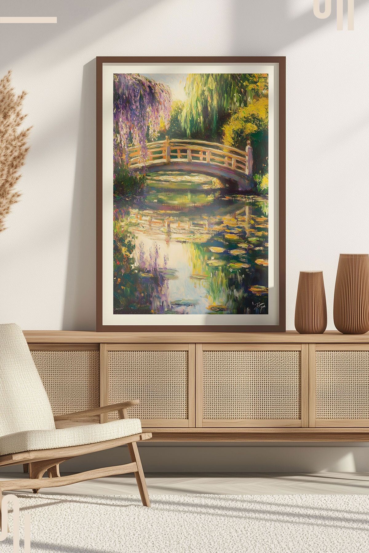 Monet's Bridge Art Poster - Çerçevesiz