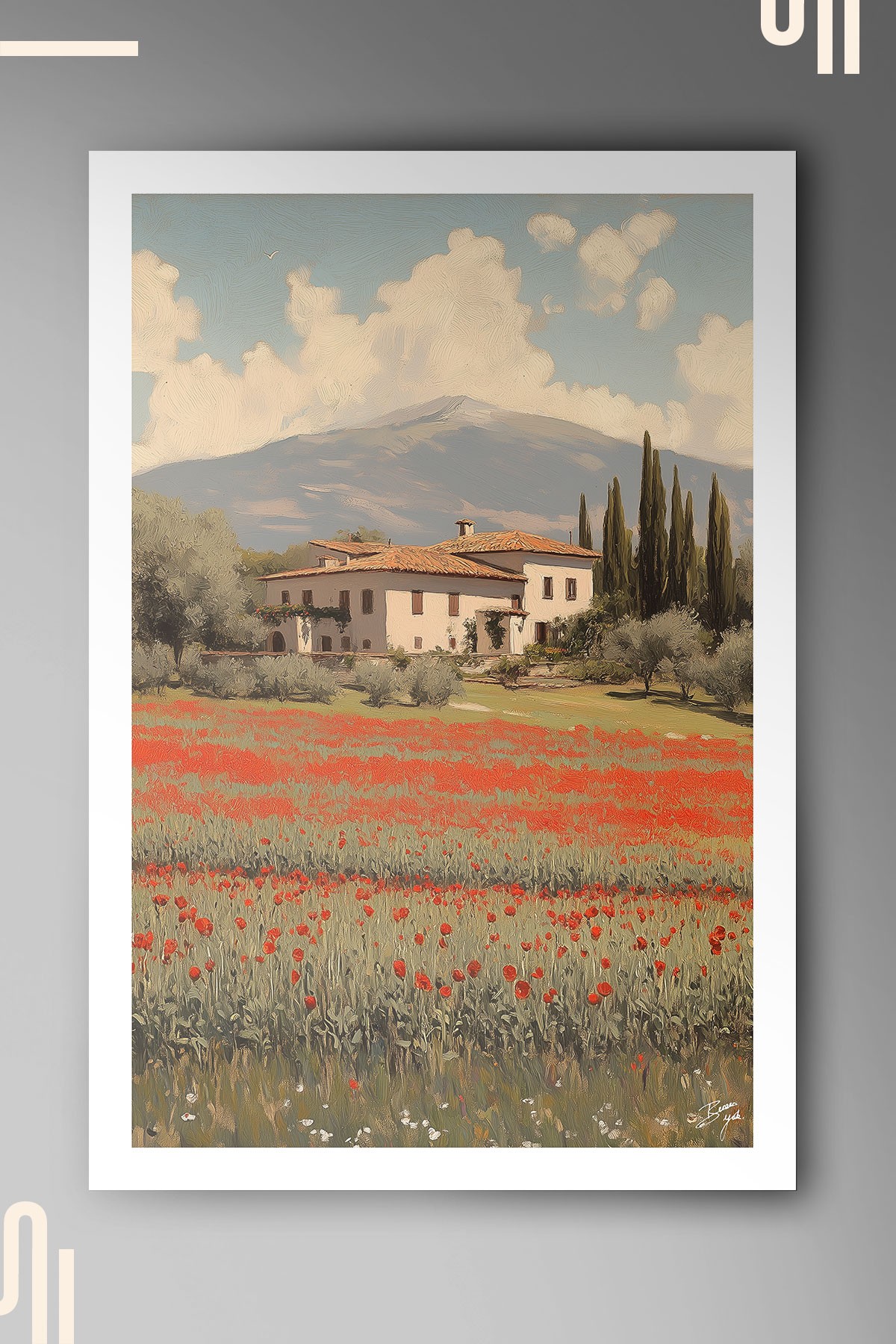 Tuscan Landscape Art Poster - Çerçevesiz