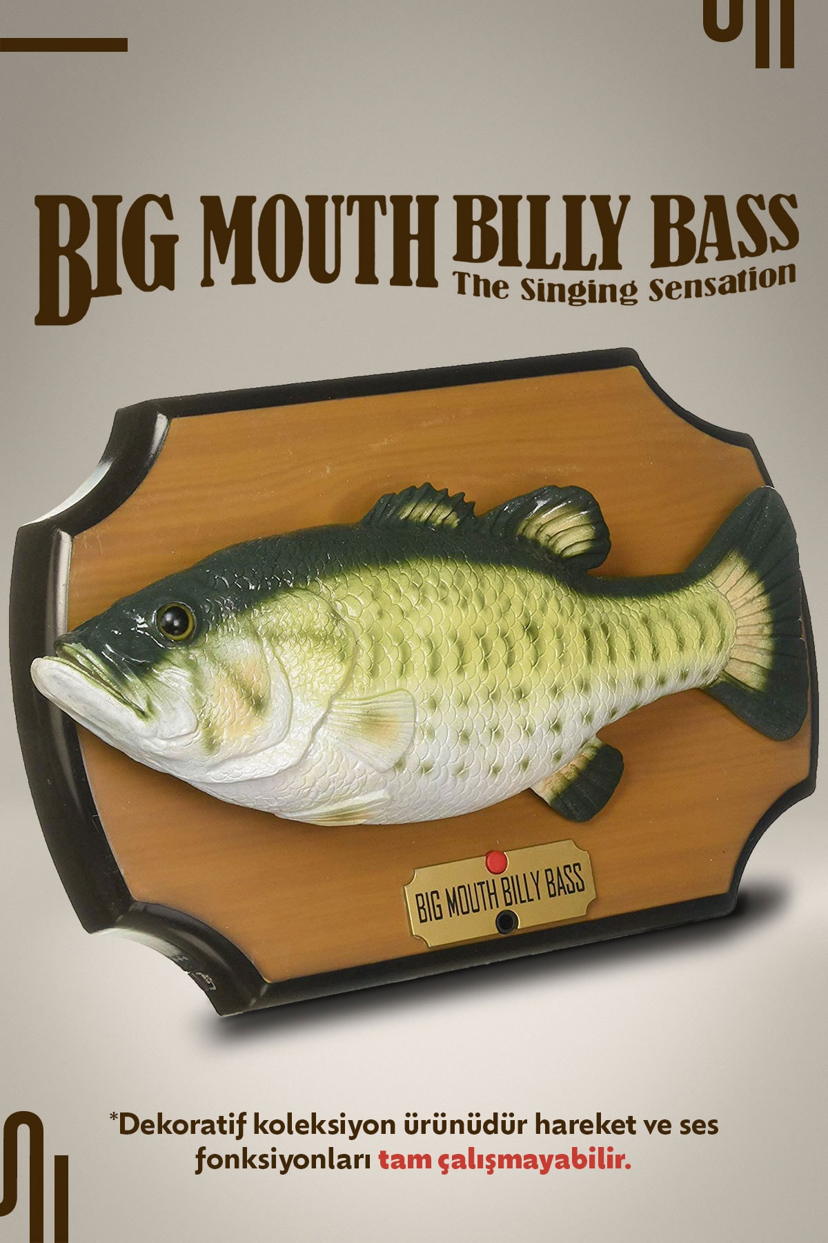 Orjinal Şarkı Söyleyen Balık - Retro (Big Mouth Bily Bass) Dekoratif Koleksiyon Ürünü