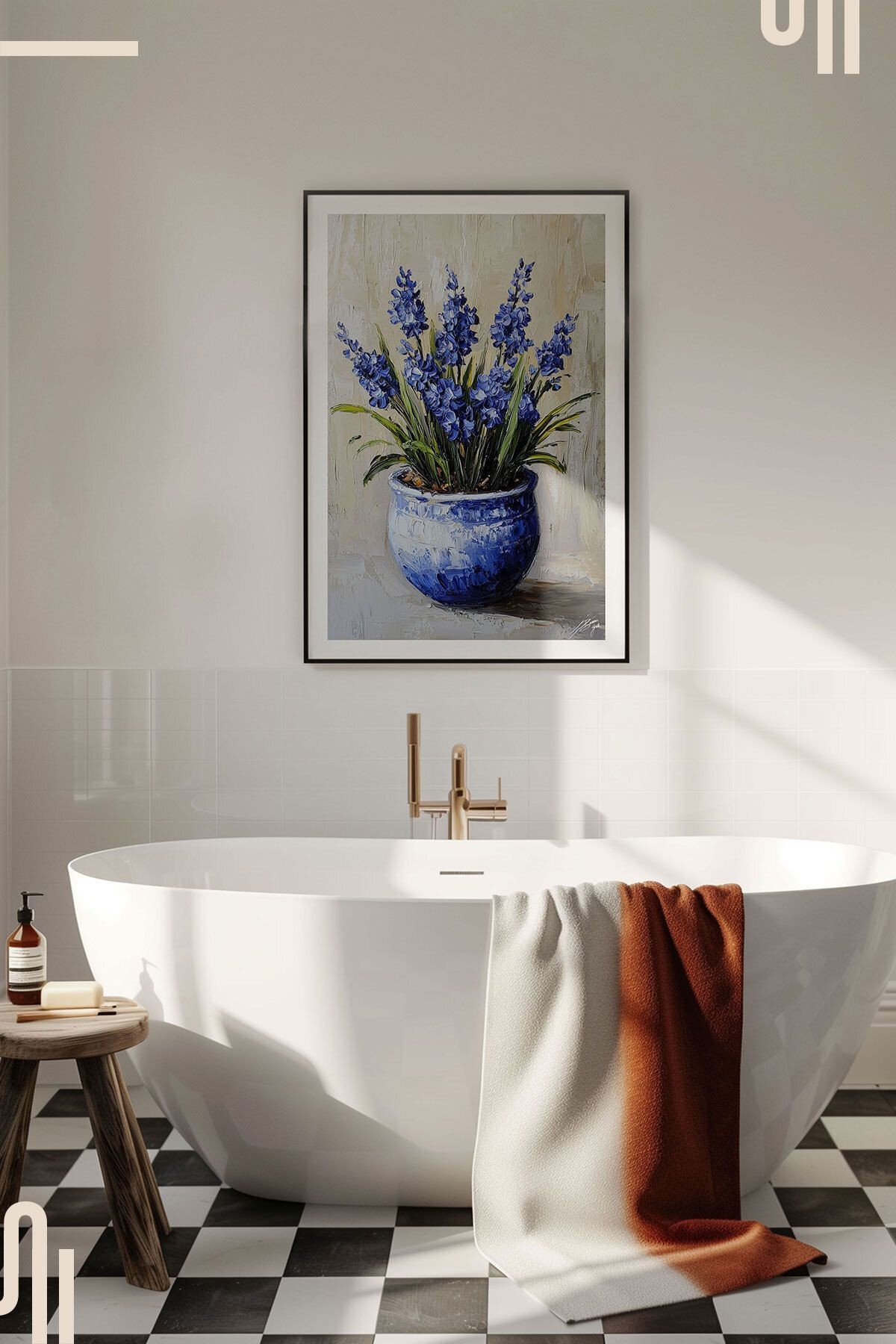 Blue Hyacinths Art Poster - Çerçevesiz