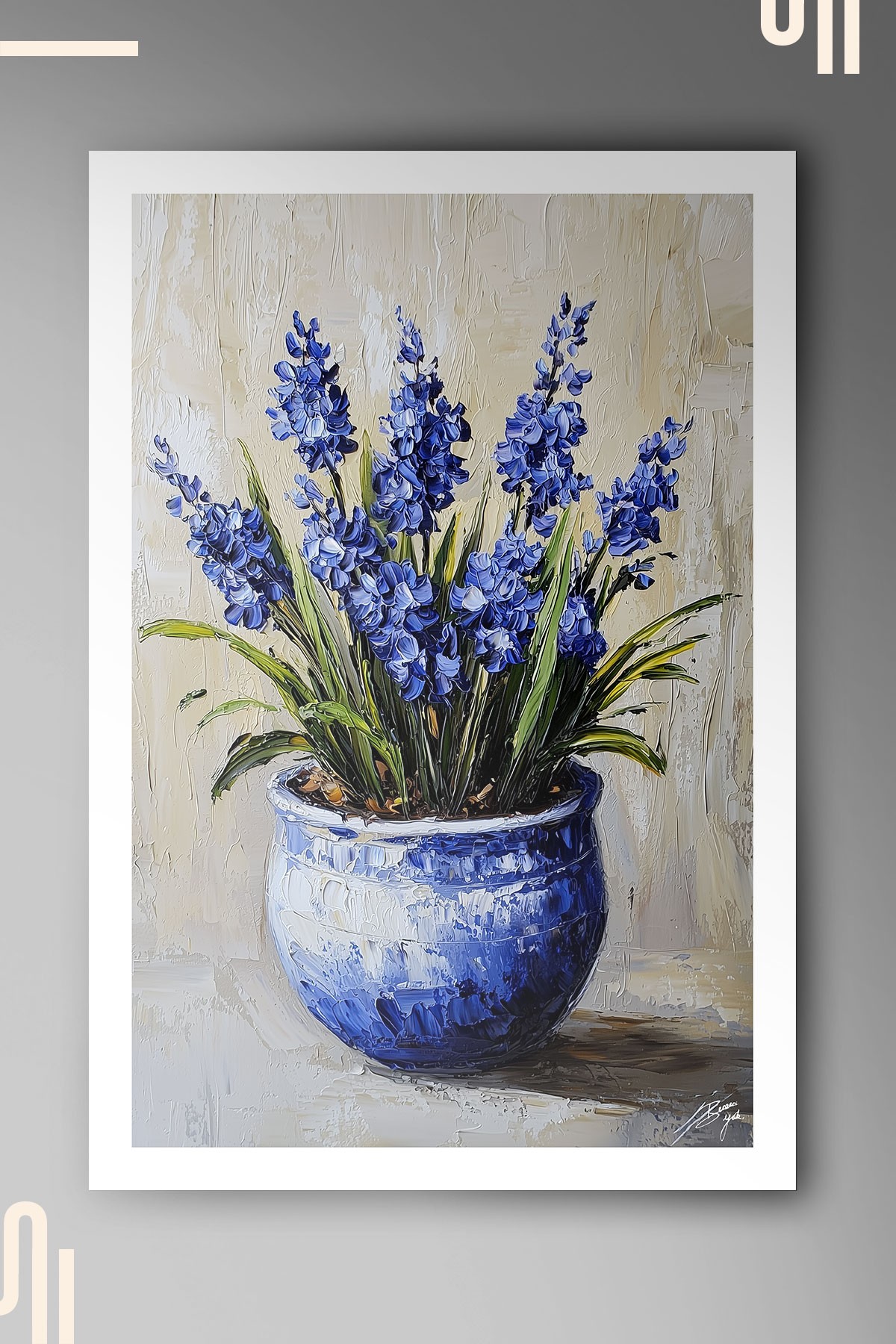 Blue Hyacinths Art Poster - Çerçevesiz