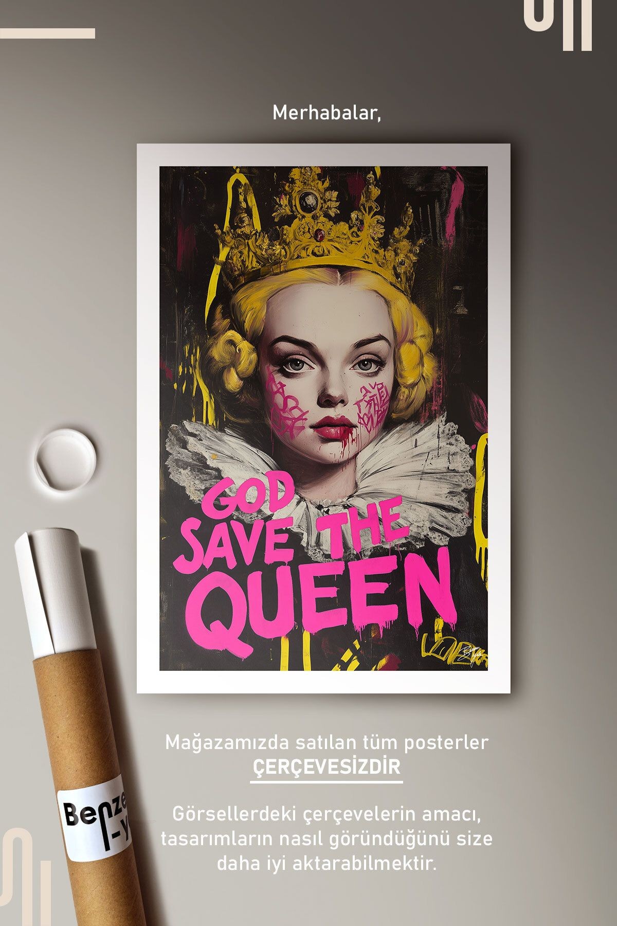 God Save The Queen Art Poster - Çerçevesiz