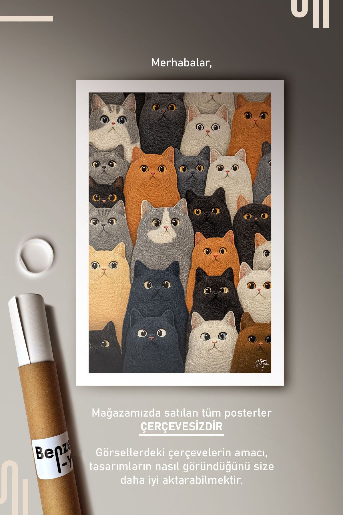 Cats Art Poster - Çerçevesiz