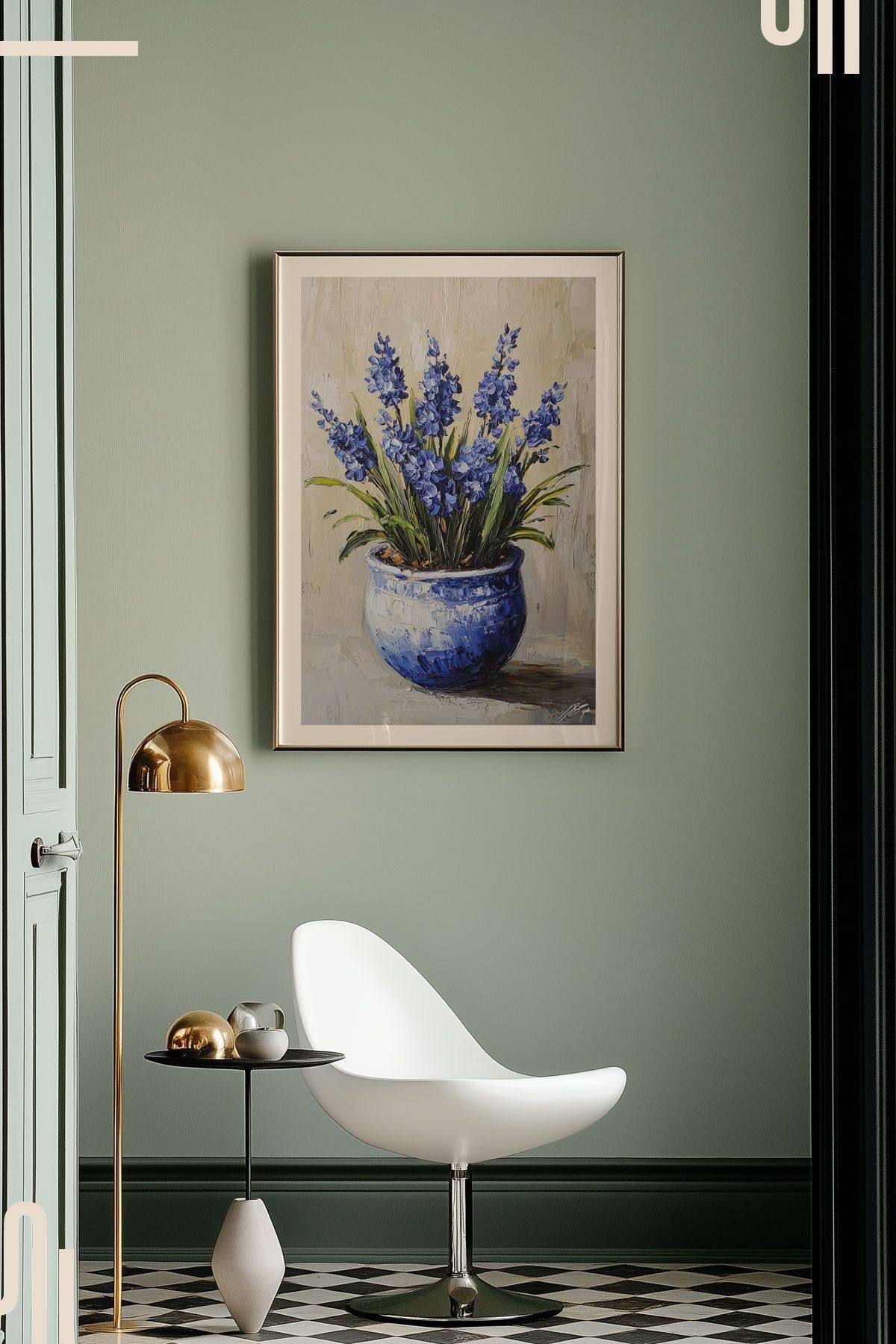 Blue Hyacinths Art Poster - Çerçevesiz