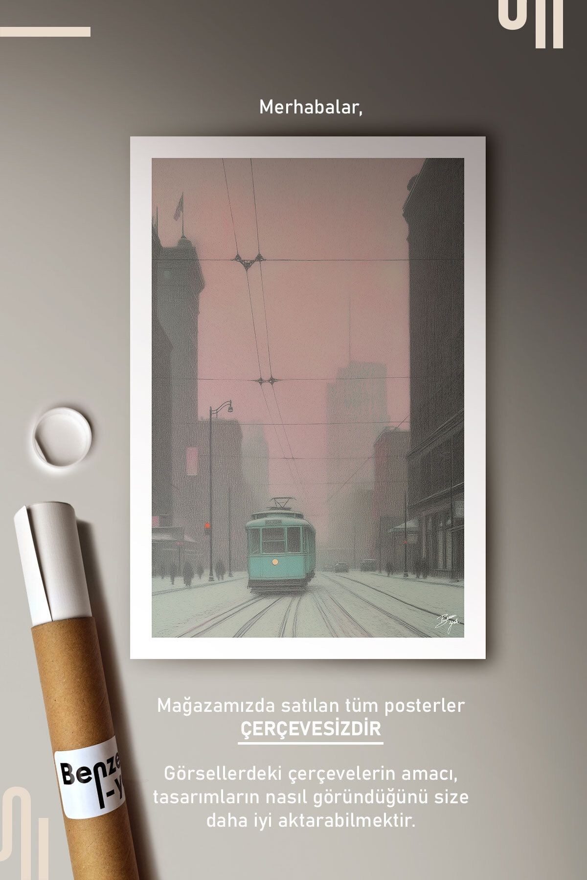 Tram Art Poster - Çerçevesiz