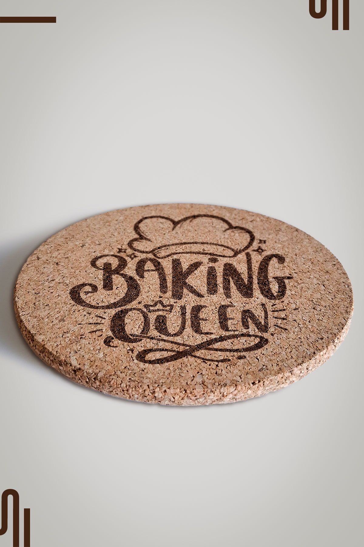 Baking Queen Tasarımlı Mantar Nihale, Tava ve Çaydanlık Altlığı