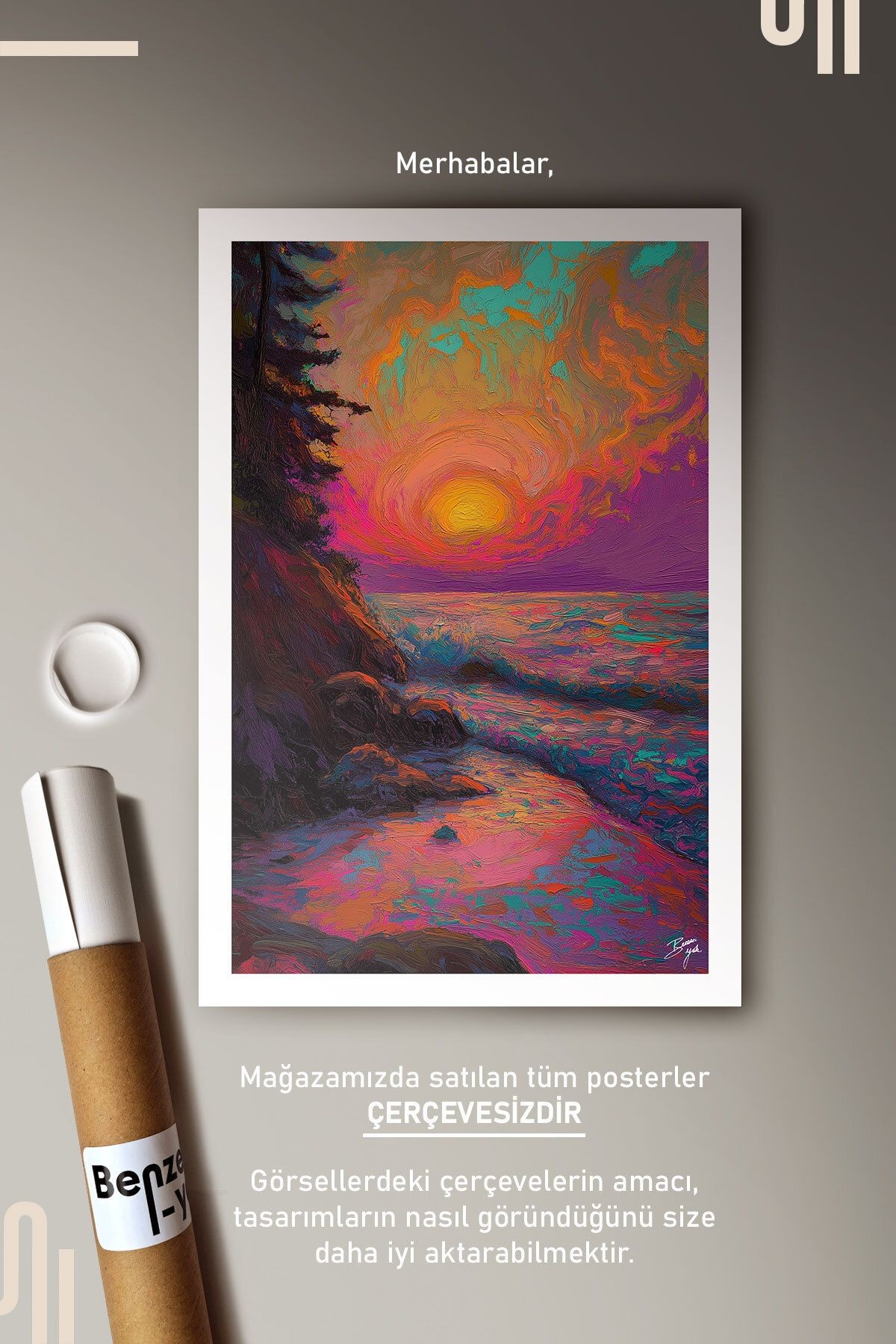 Dayglo Sunset Art Poster - Çerçevesiz