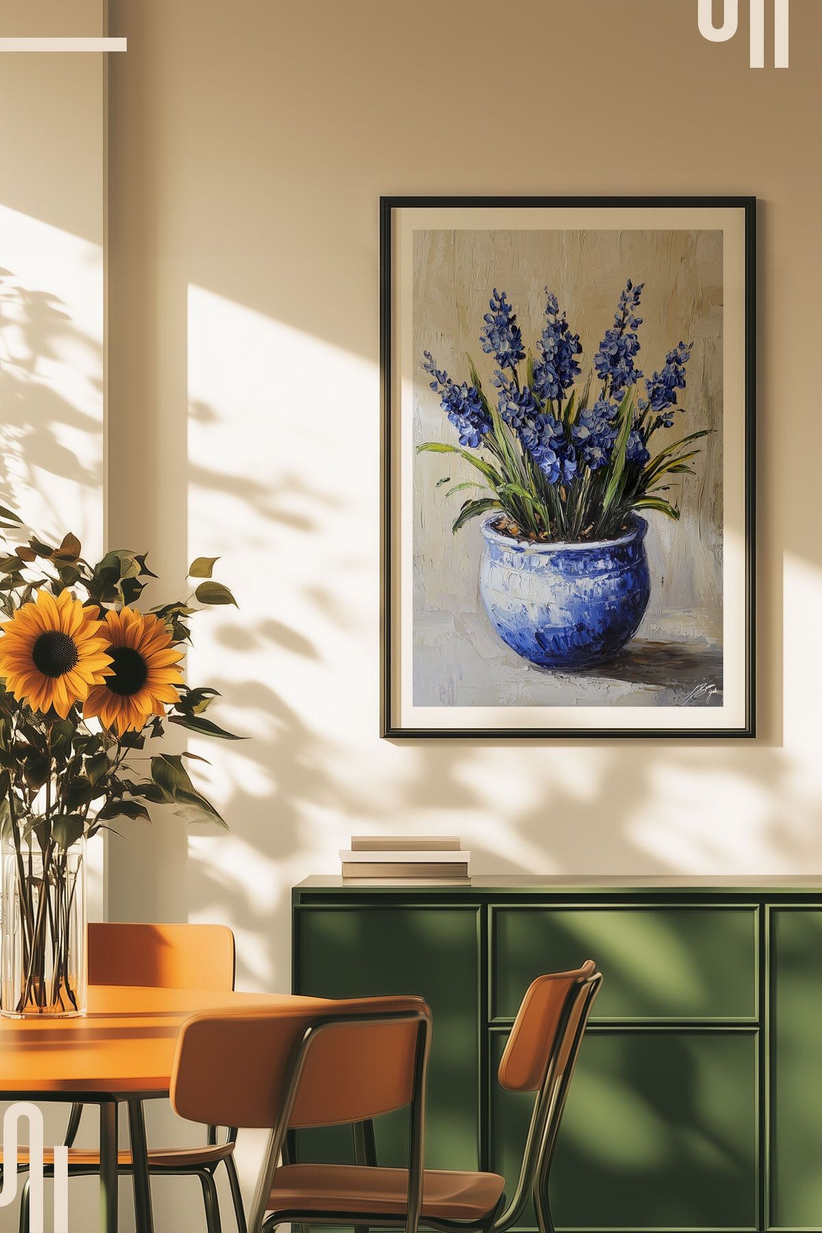 Blue Hyacinths Art Poster - Çerçevesiz