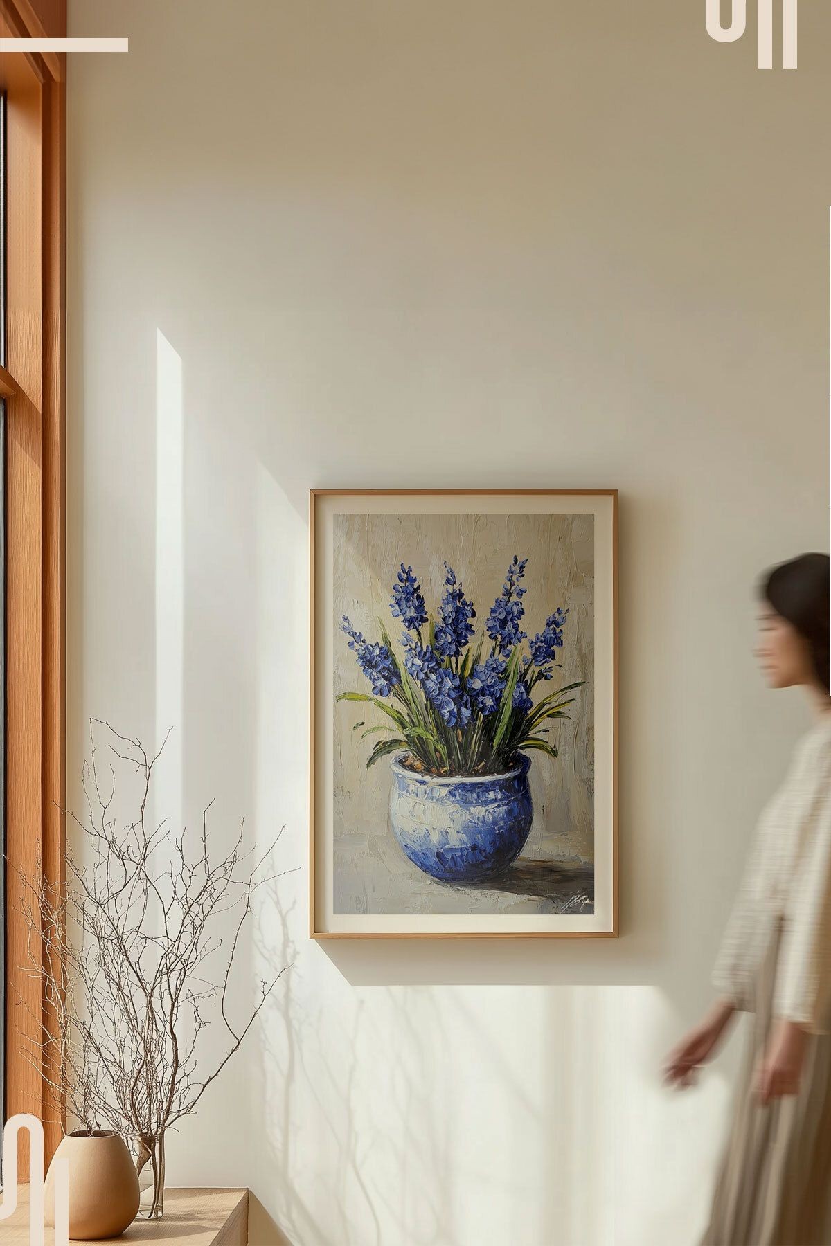 Blue Hyacinths Art Poster - Çerçevesiz