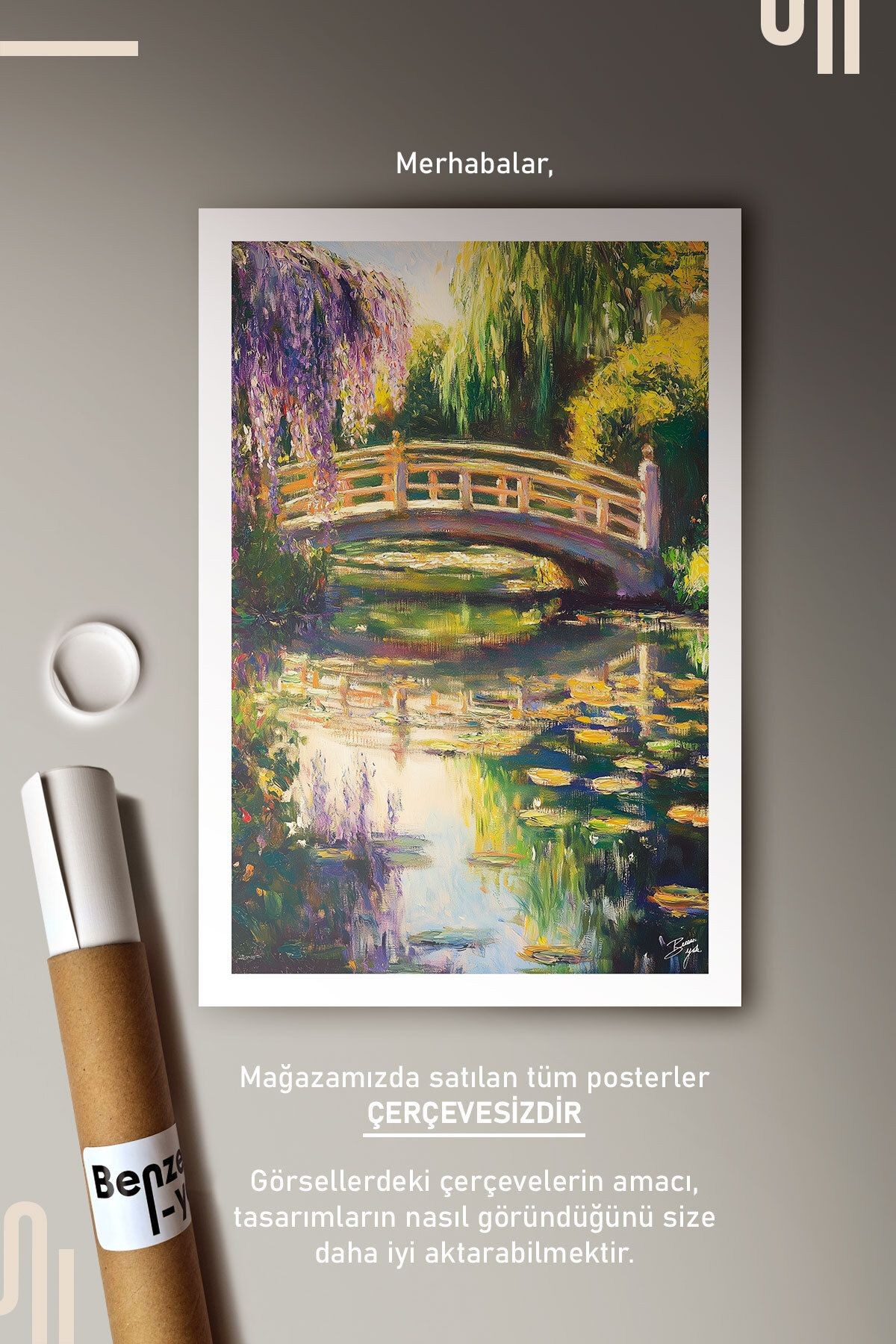 Monet's Bridge Art Poster - Çerçevesiz