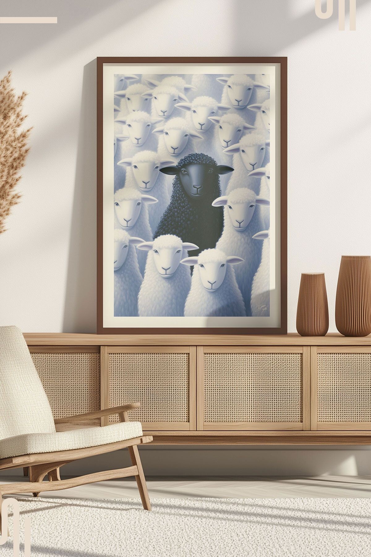 Black Sheep Art Poster - Çerçevesiz