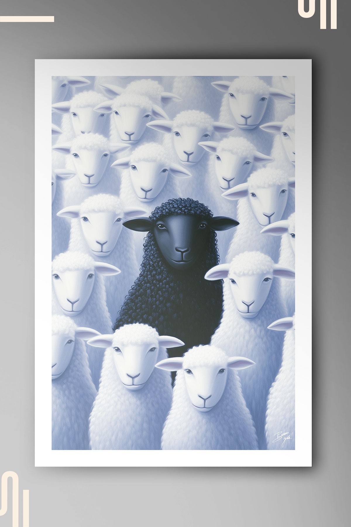 Black Sheep Art Poster - Çerçevesiz