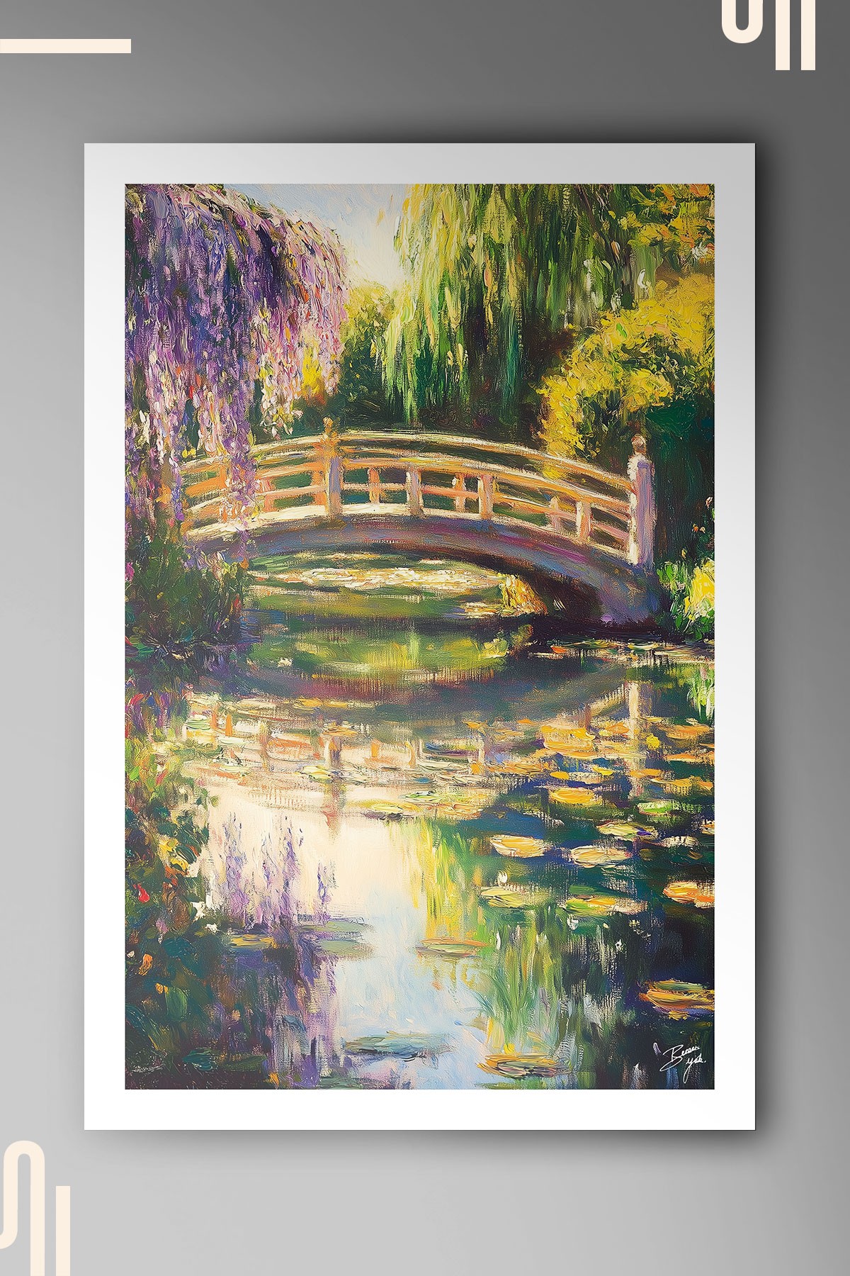 Monet's Bridge Art Poster - Çerçevesiz