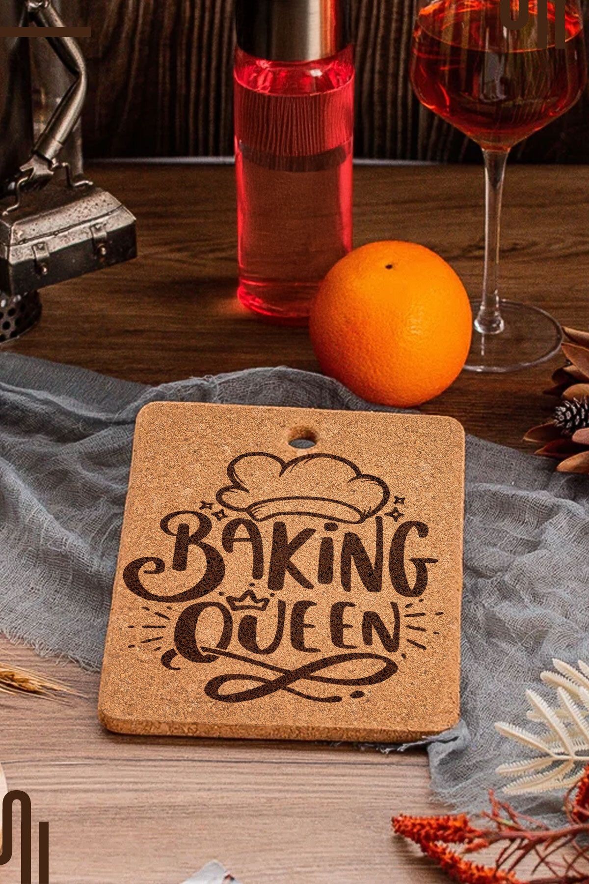 Baking Queen Tasarımlı Mantar Nihale, Tava ve Tencere Altlığı