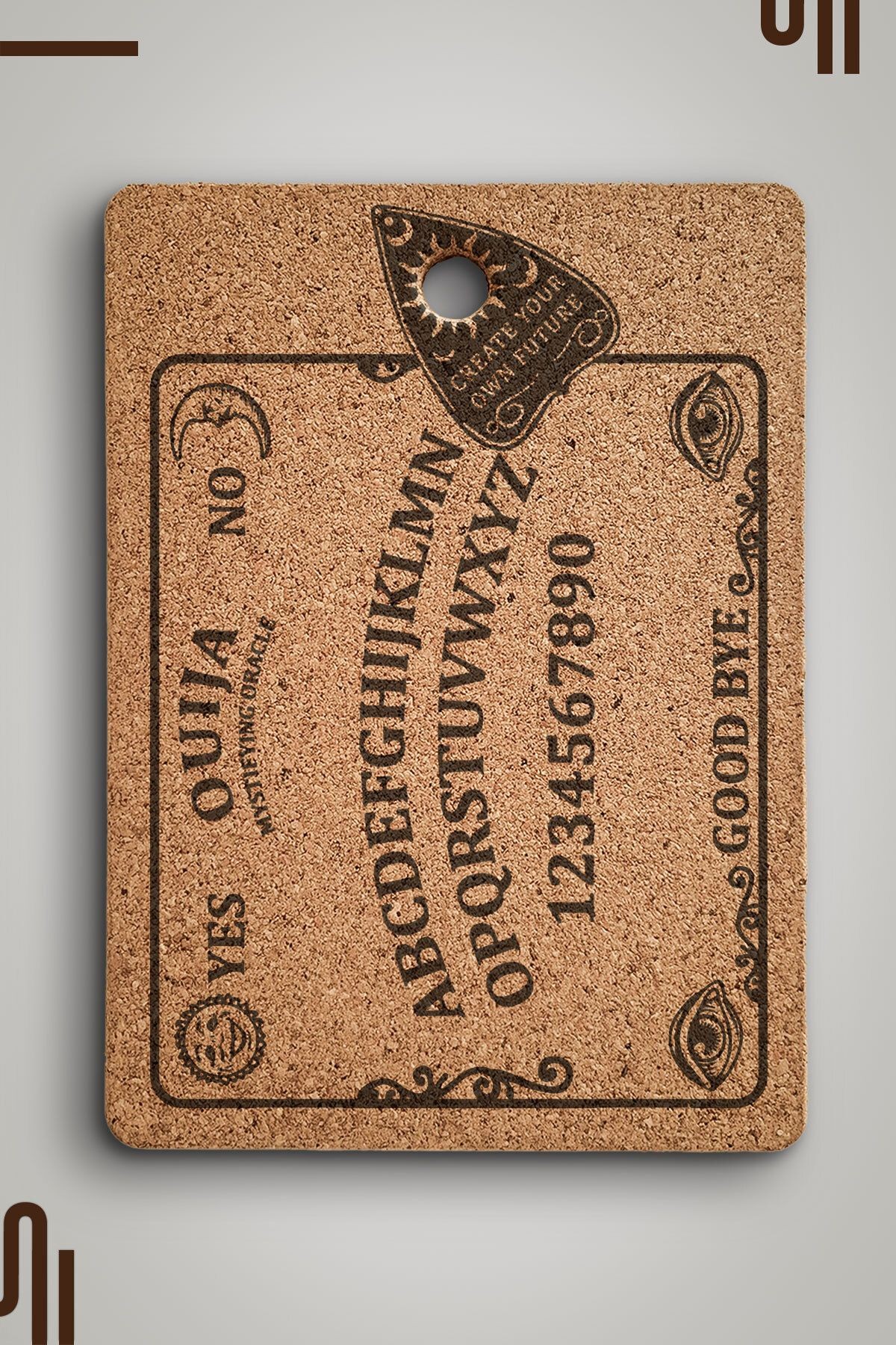 Ouija Board Tasarımlı Mantar Nihale, Tava ve Tencere Altlığı