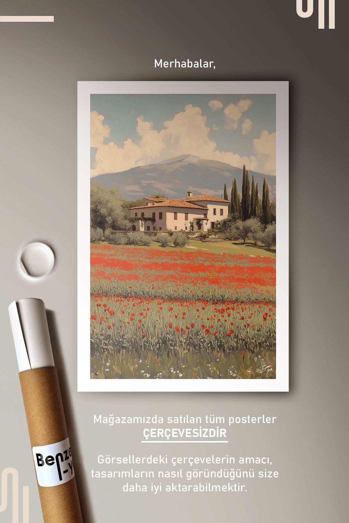 Tuscan Landscape Art Poster - Çerçevesiz