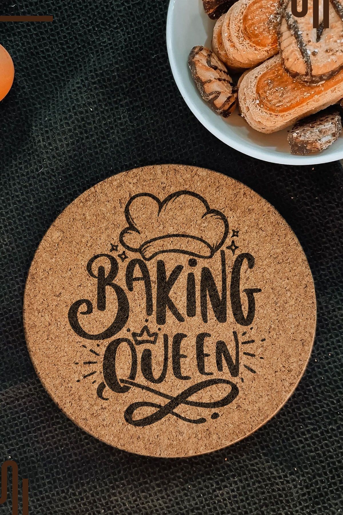 Baking Queen Tasarımlı Mantar Nihale, Tava ve Çaydanlık Altlığı