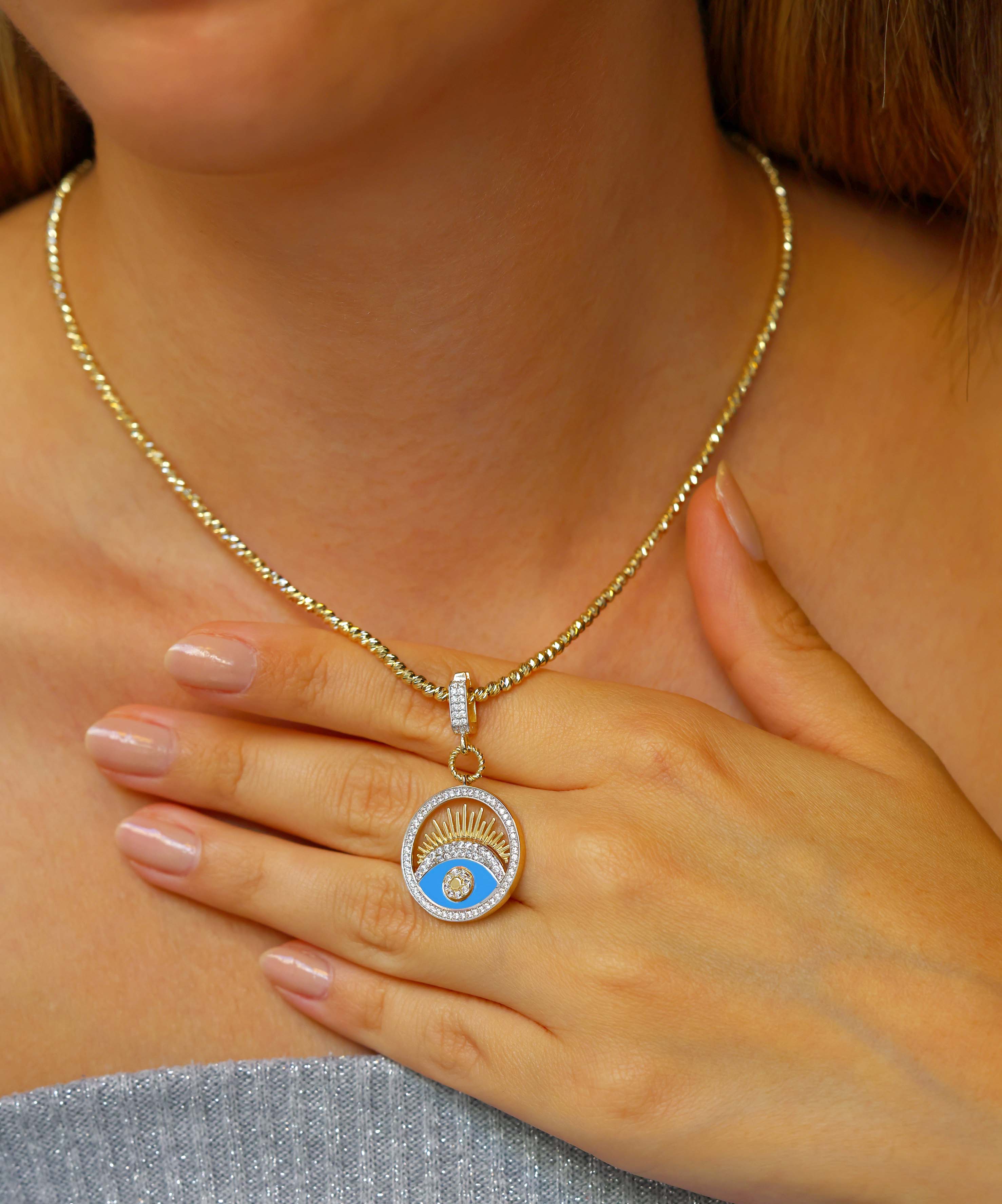 Altın Mavi Göz Kolye Ucu