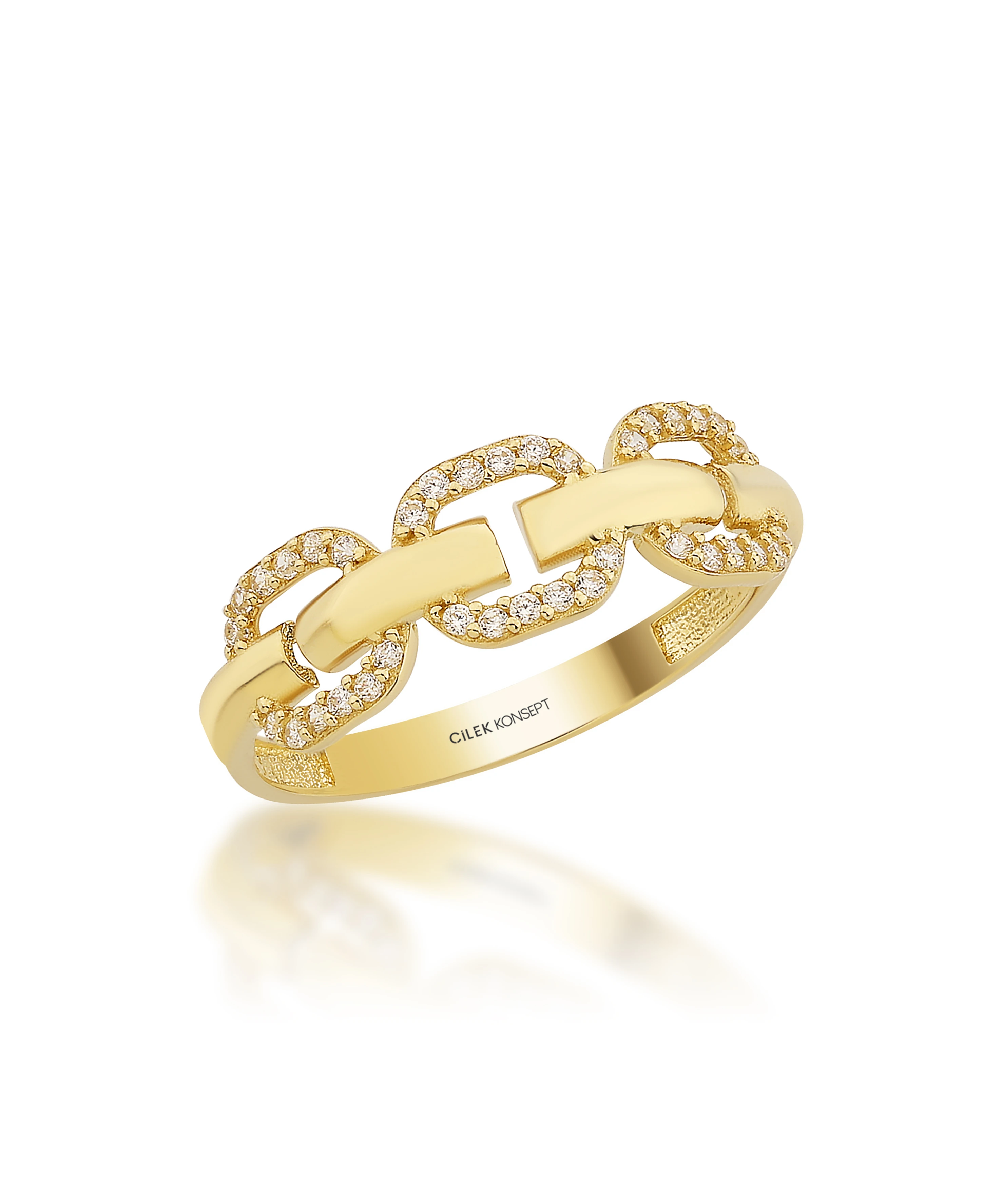 Altın Taşlı Zincir Yüzük