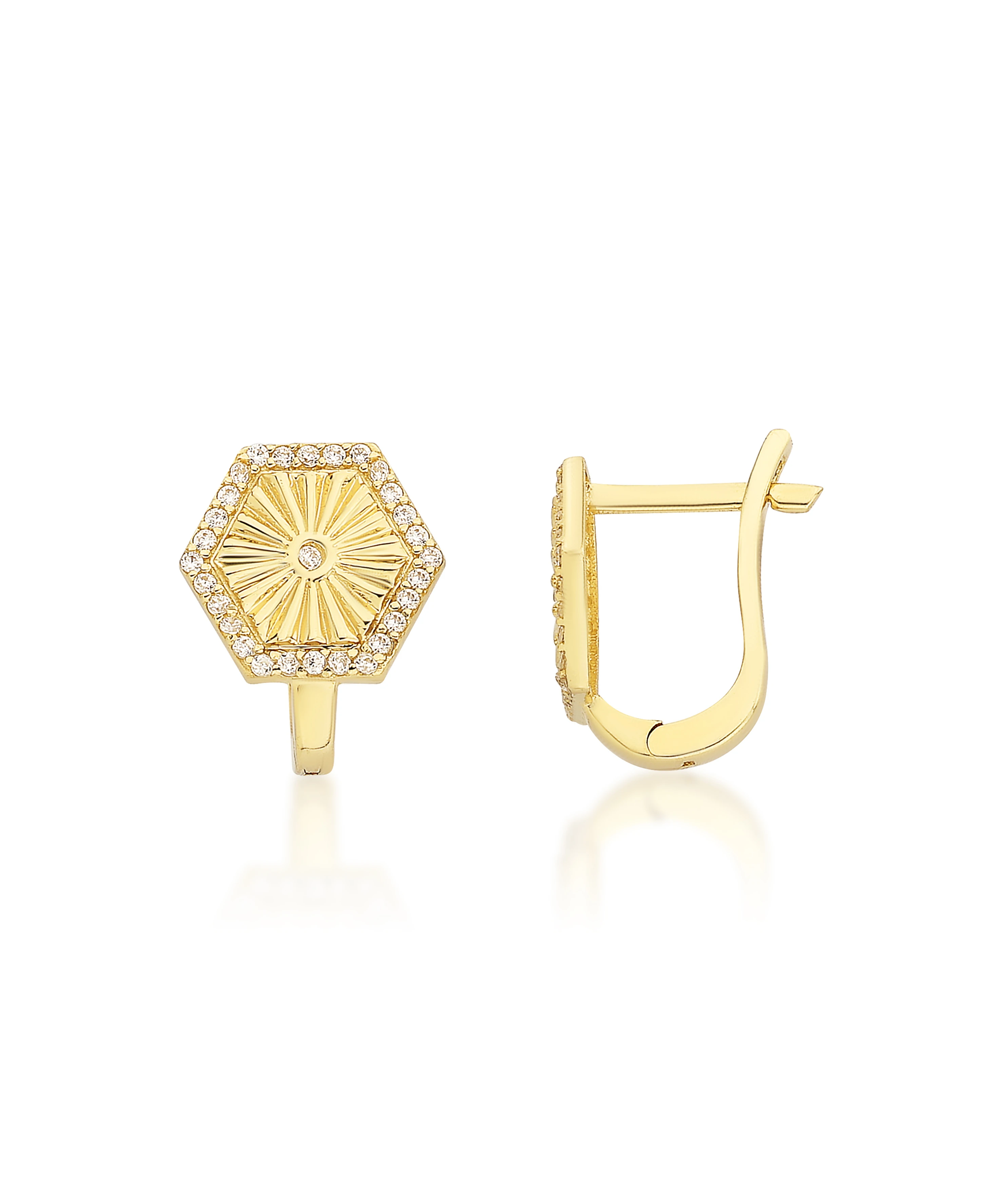 Altın Geometrik Desenli Küpe