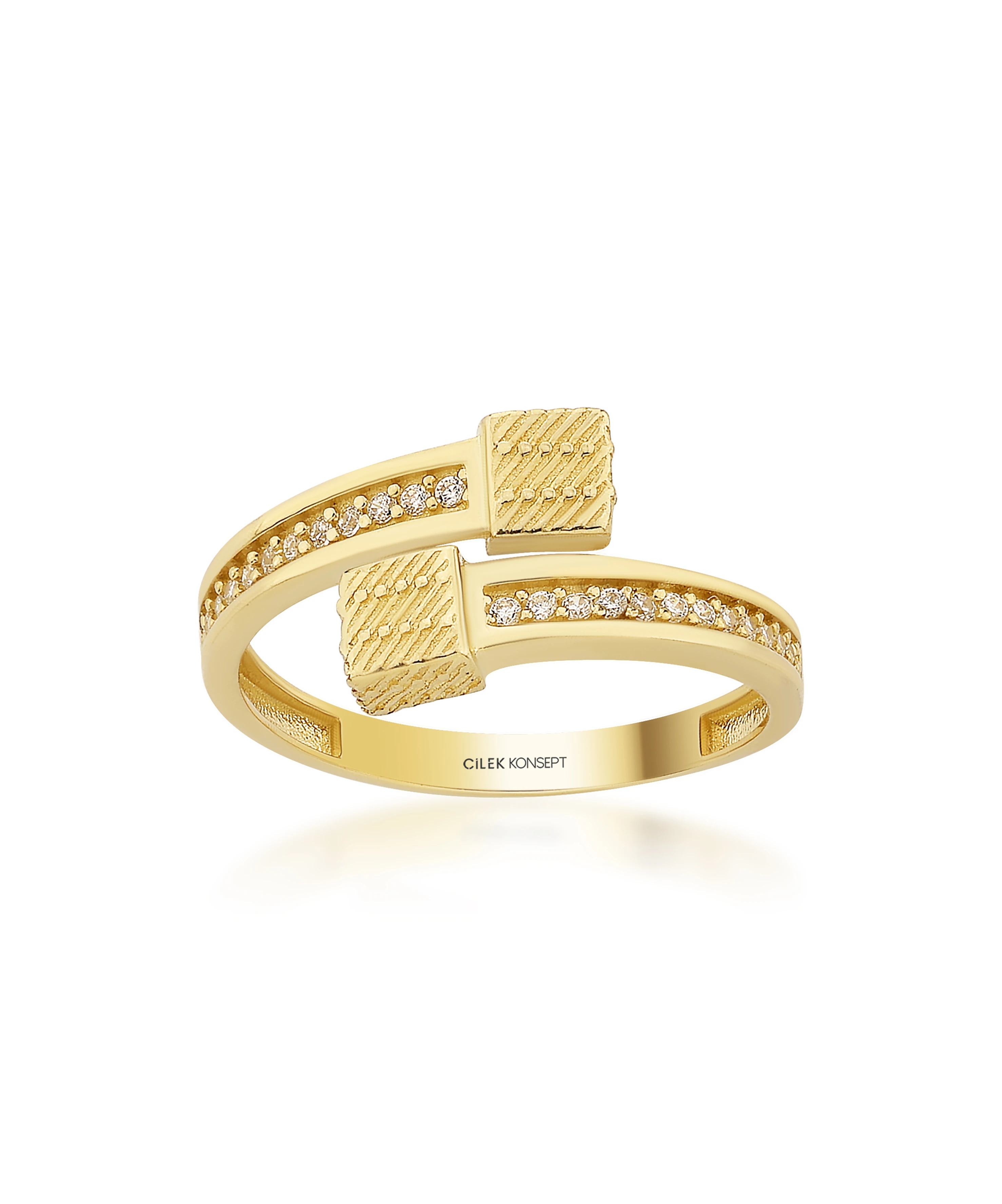 Altın Taşlı Sarmal Yüzük