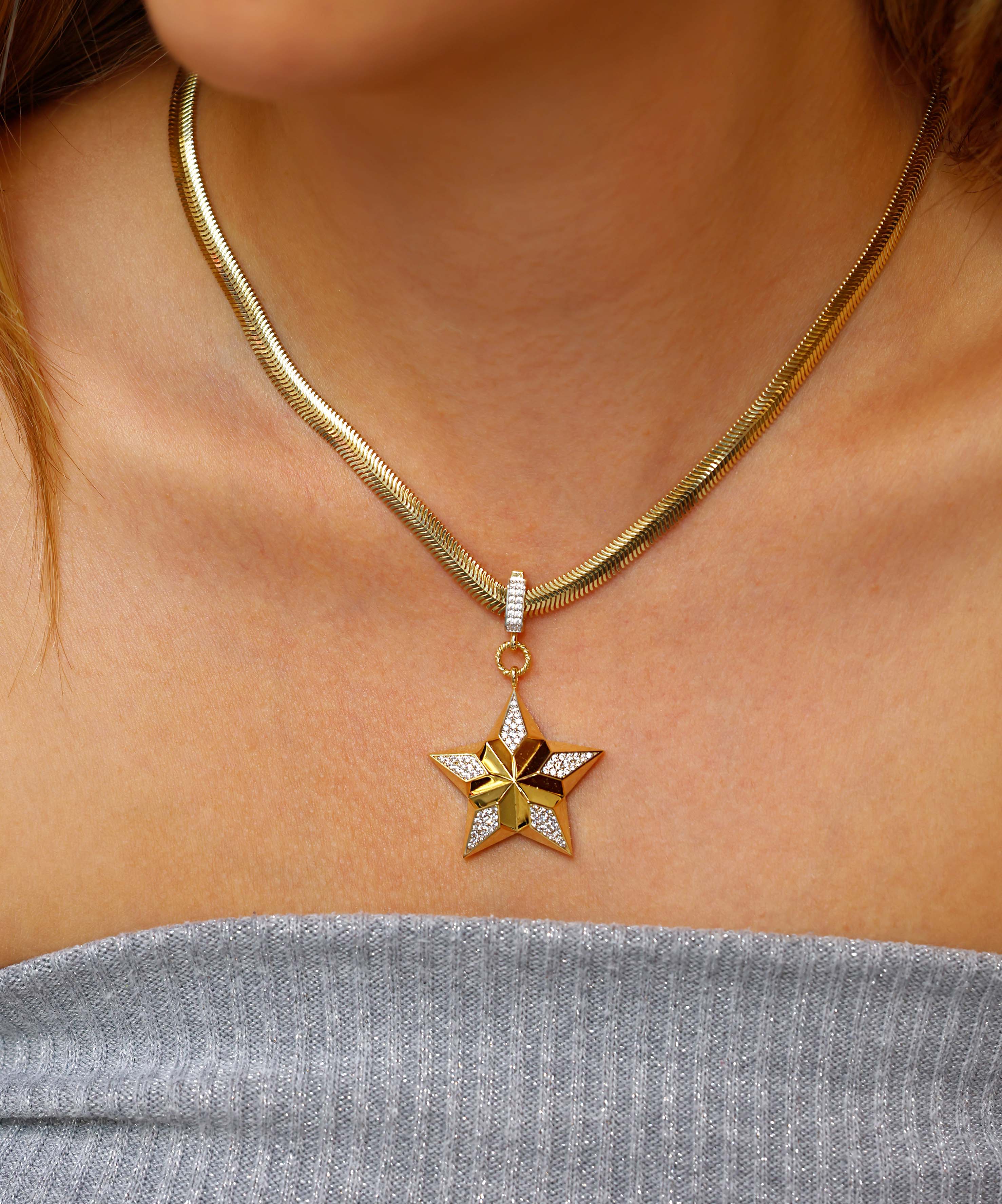 Altın Taşlı Yıldız Kolye Ucu