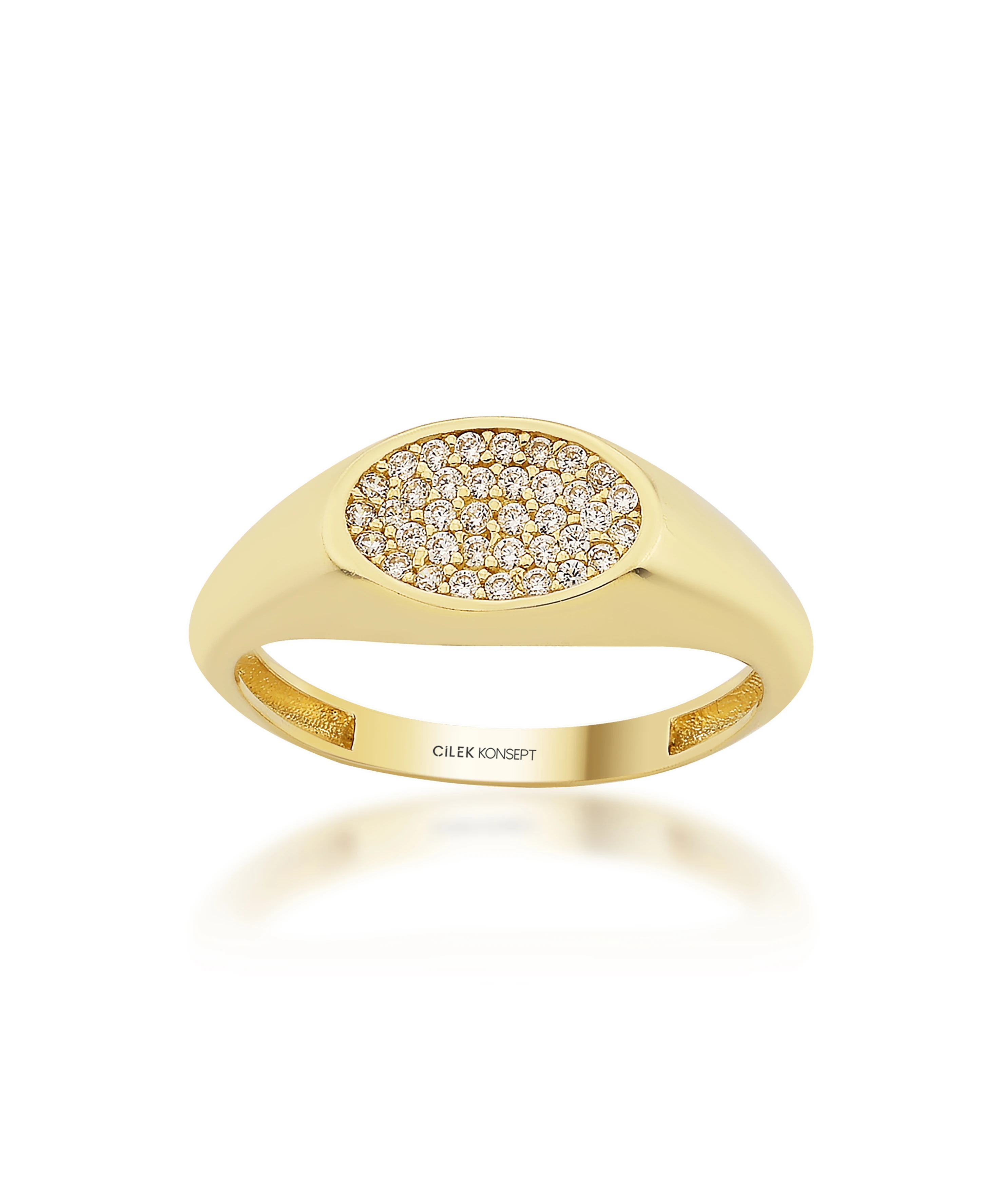 Altın Taşlı Oval Yüzük