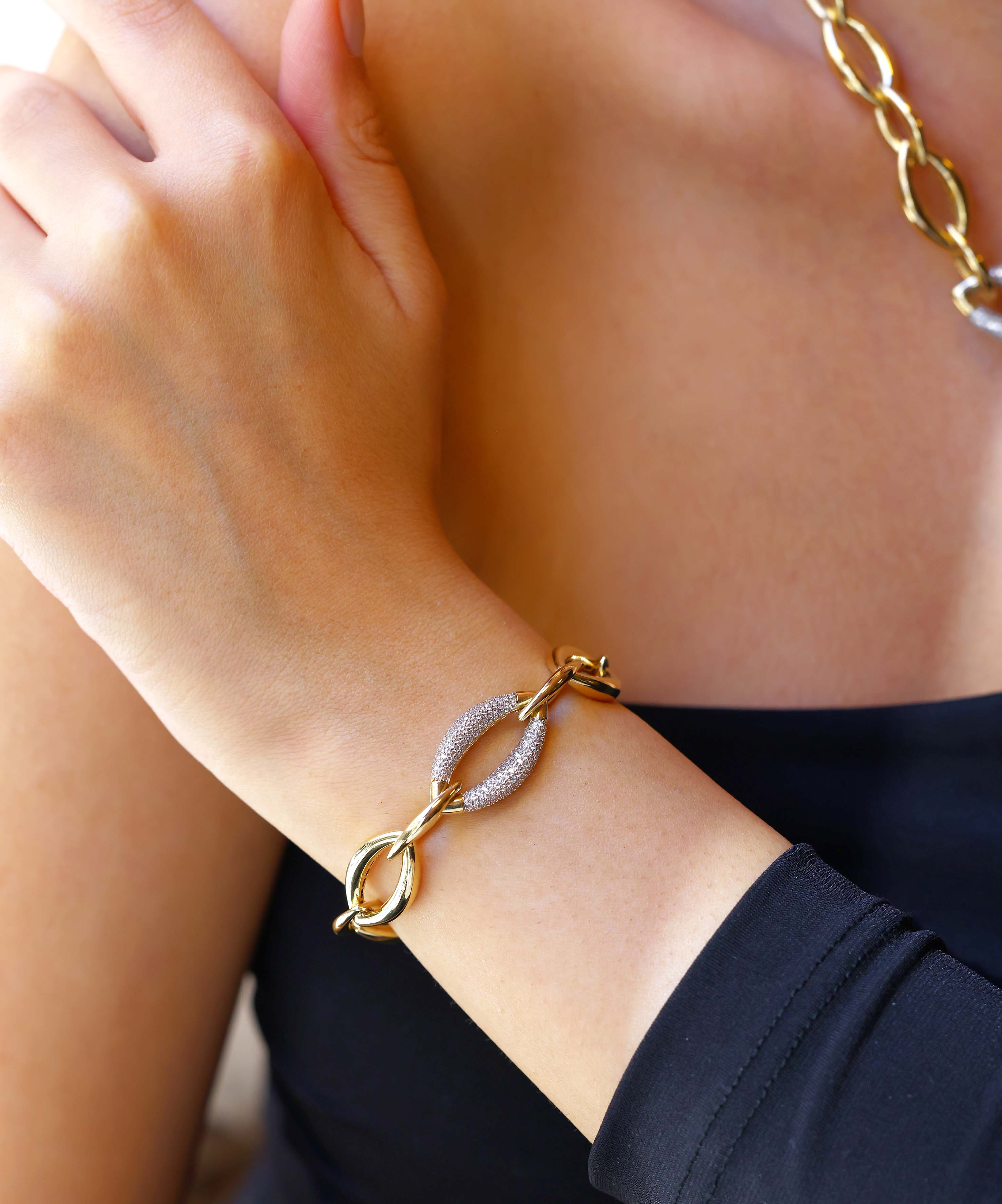 Altın Taşlı Zincir Bileklik