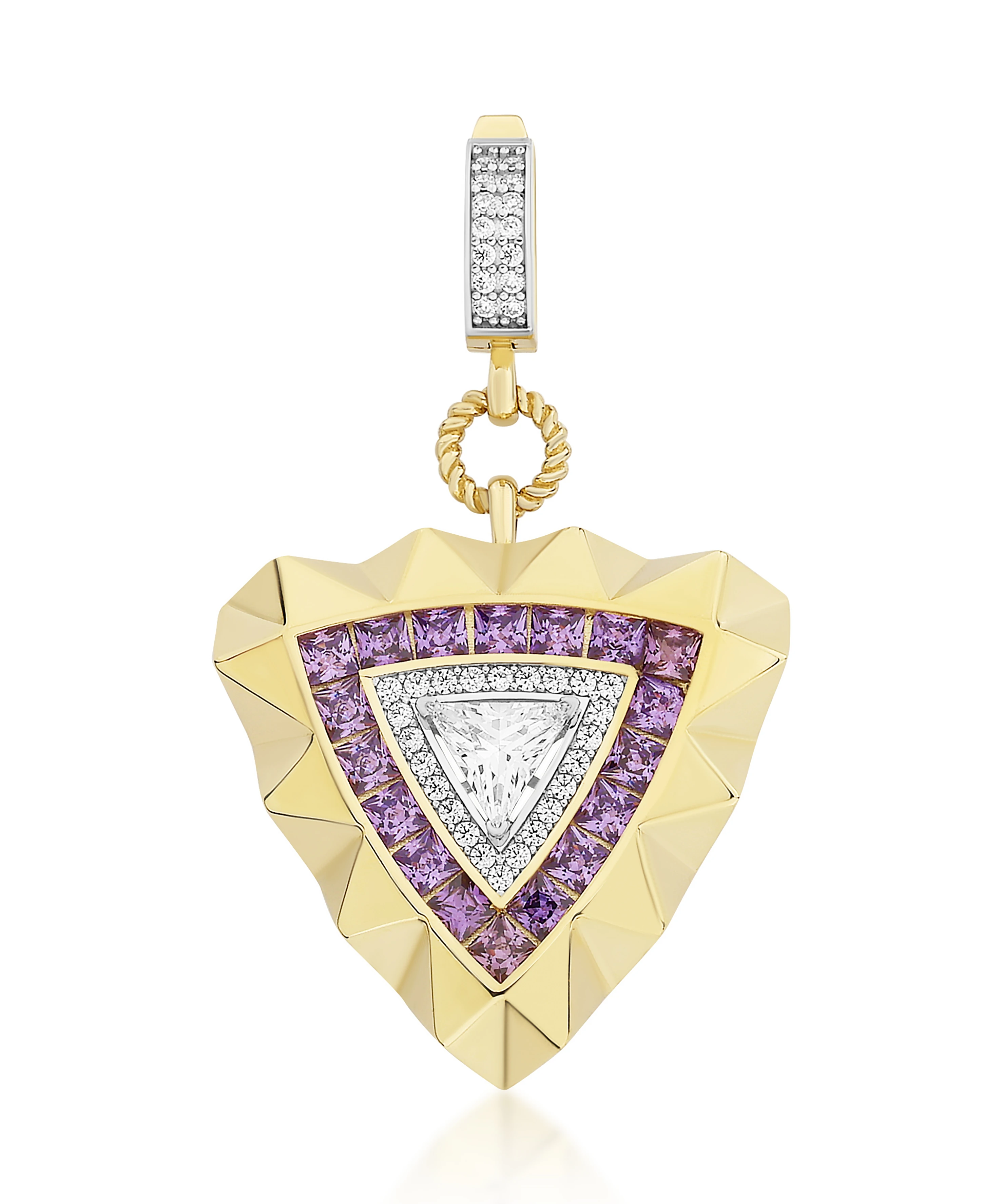 Altın Mor Taşlı Üçgen Kolye Ucu