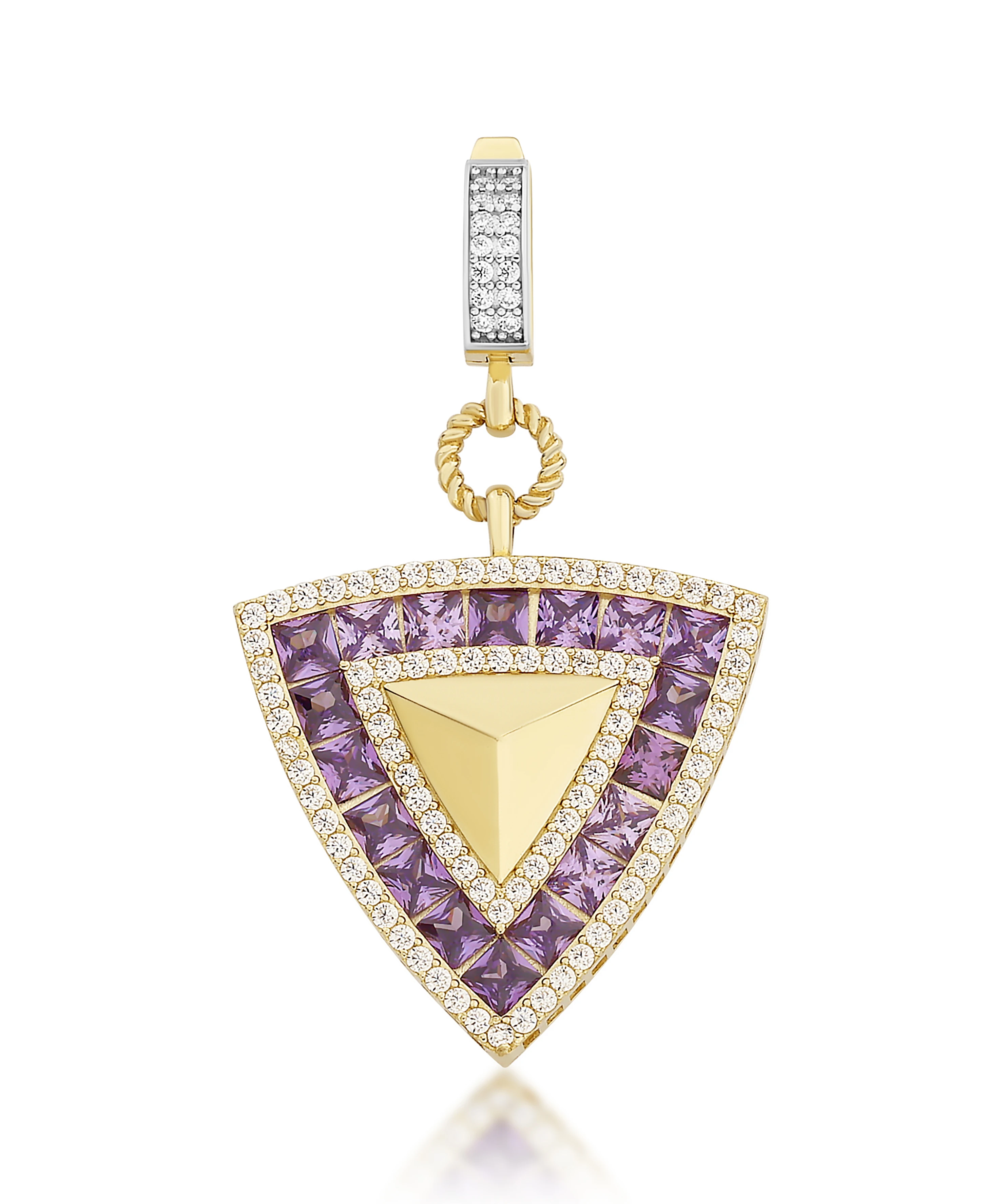 Altın Mor Taşlı Üçgen Kolye Ucu