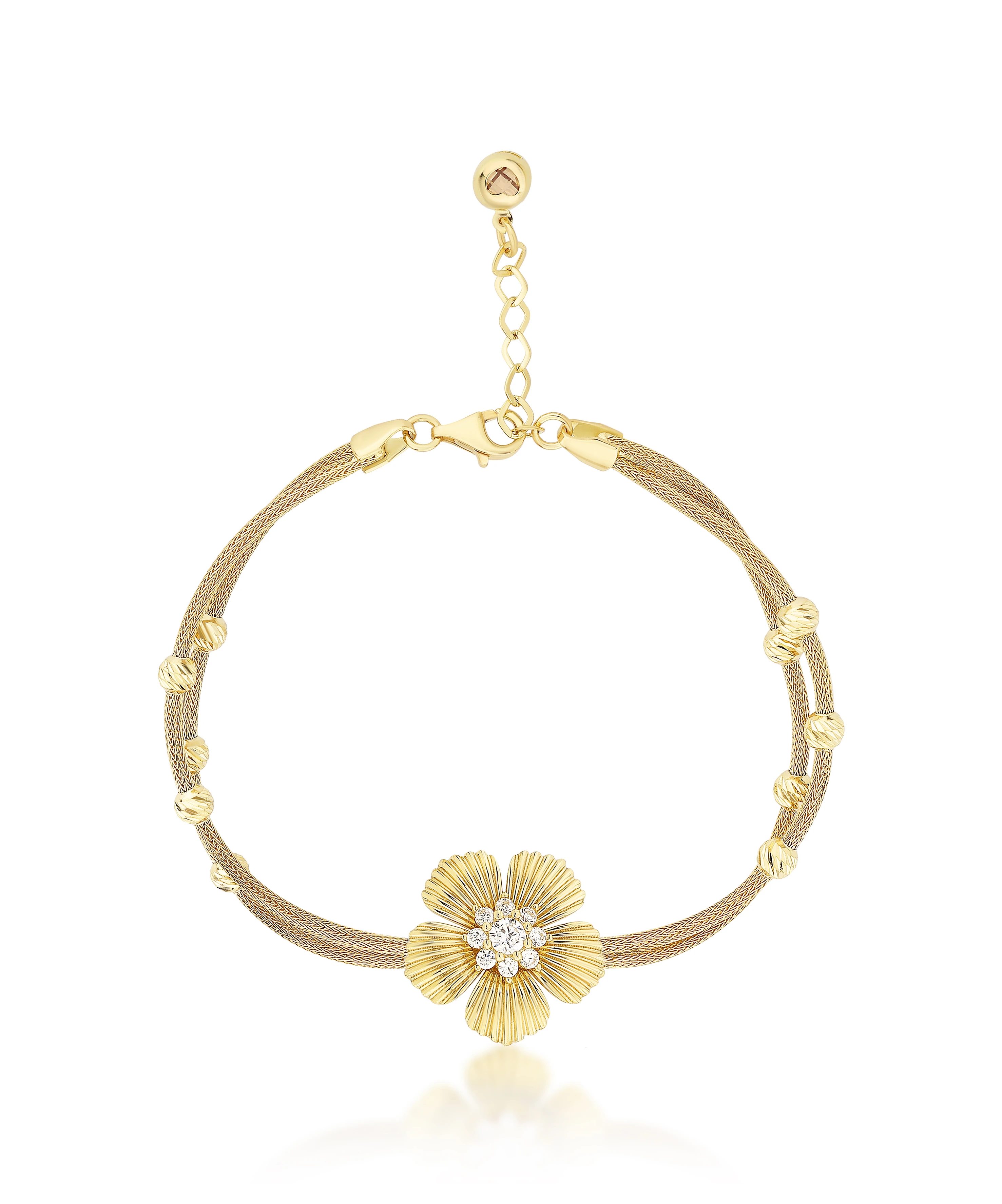 Altın Dorika Çiçek Taşlı Bileklik