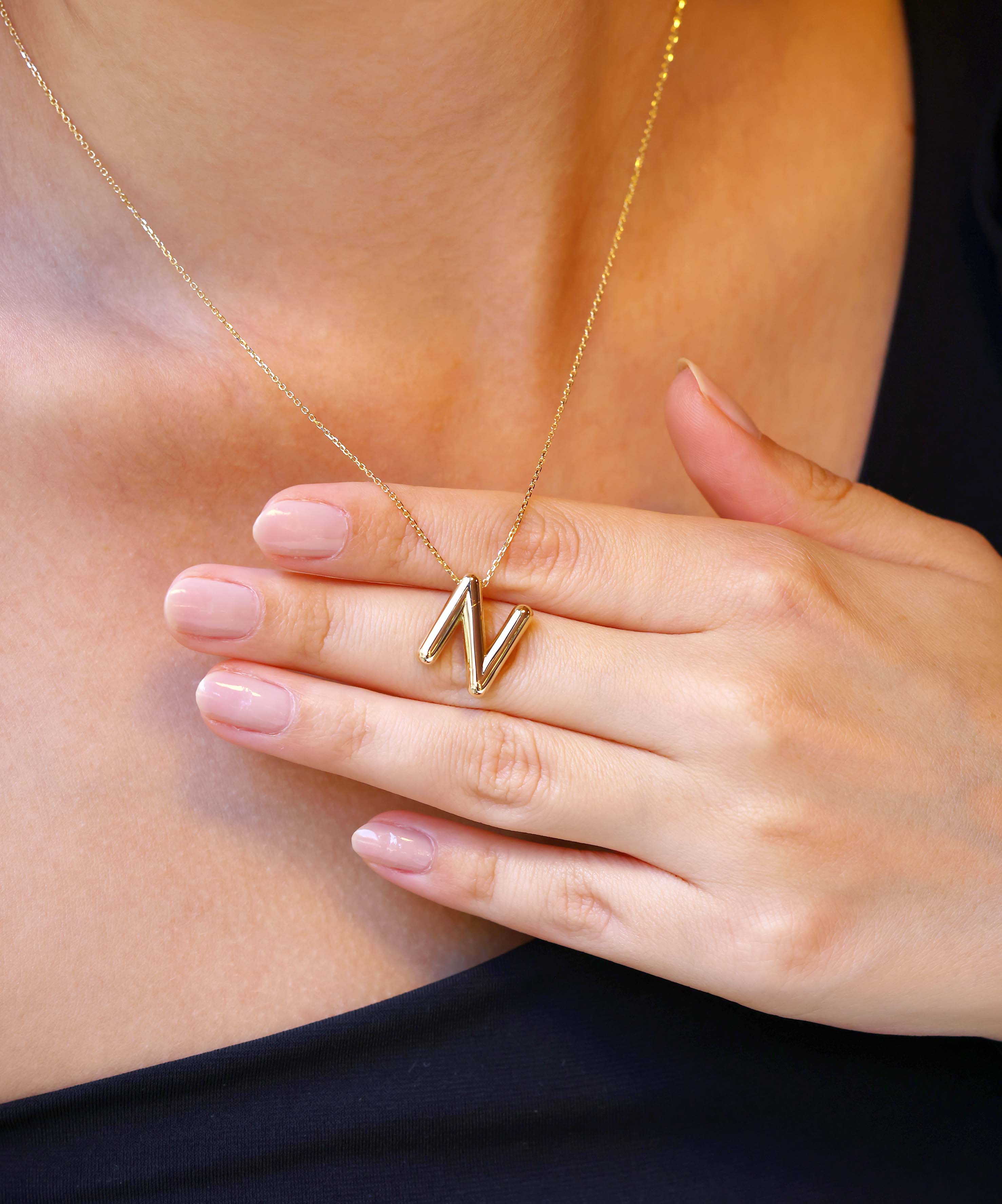 Altın Balon N Harf Kolye