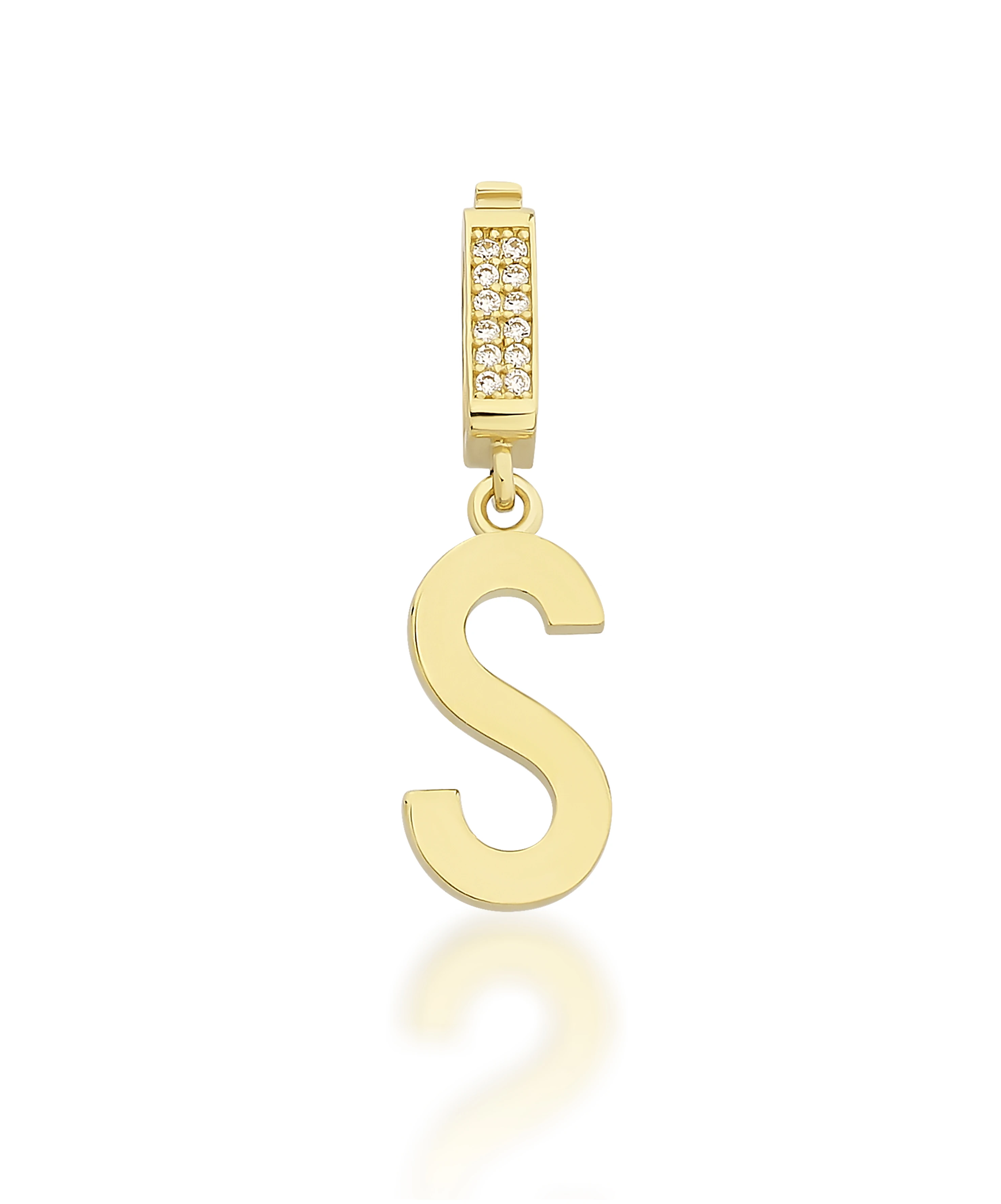 Altın Taşlı S Harf Kolye Ucu