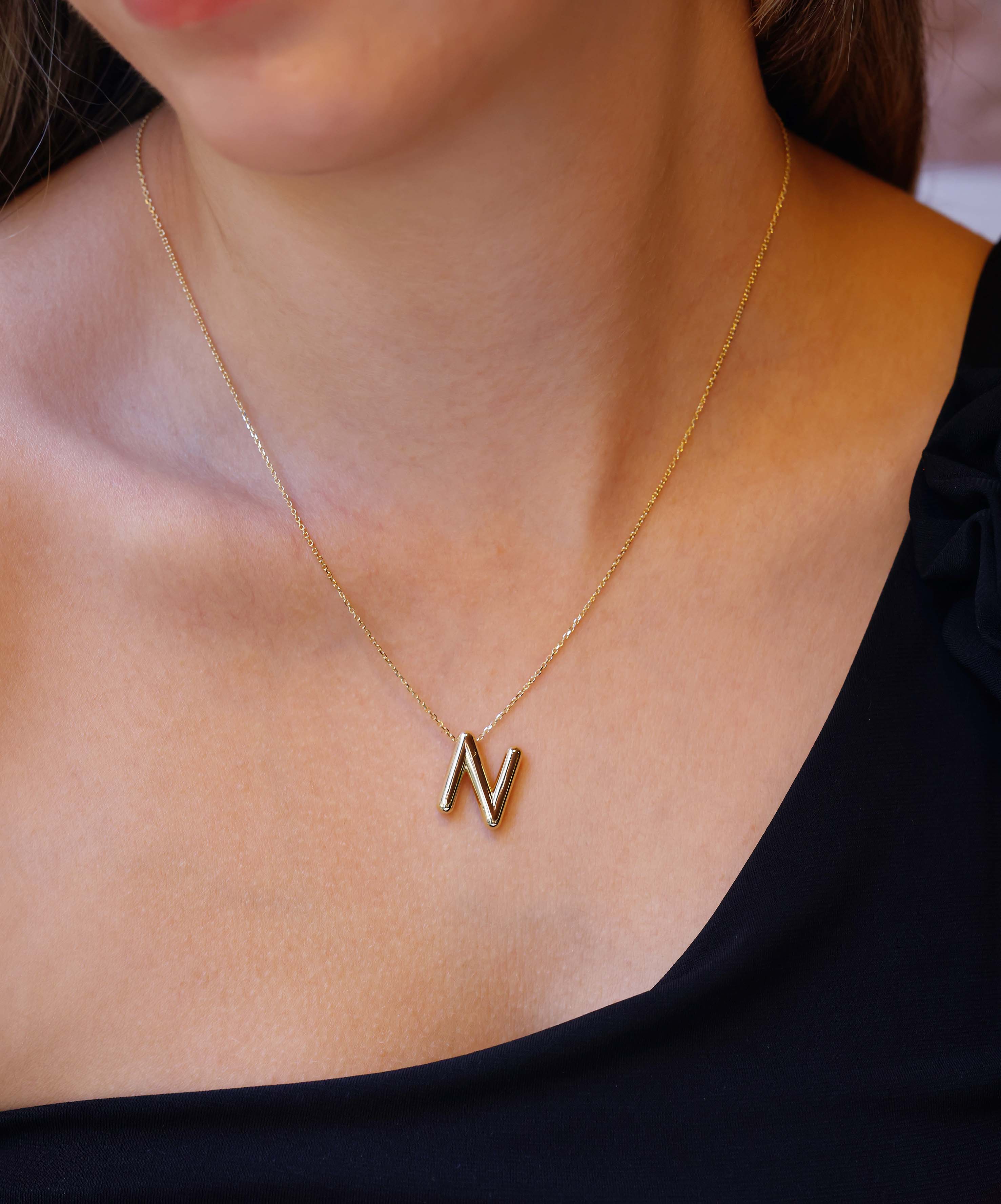 Altın Balon N Harf Kolye
