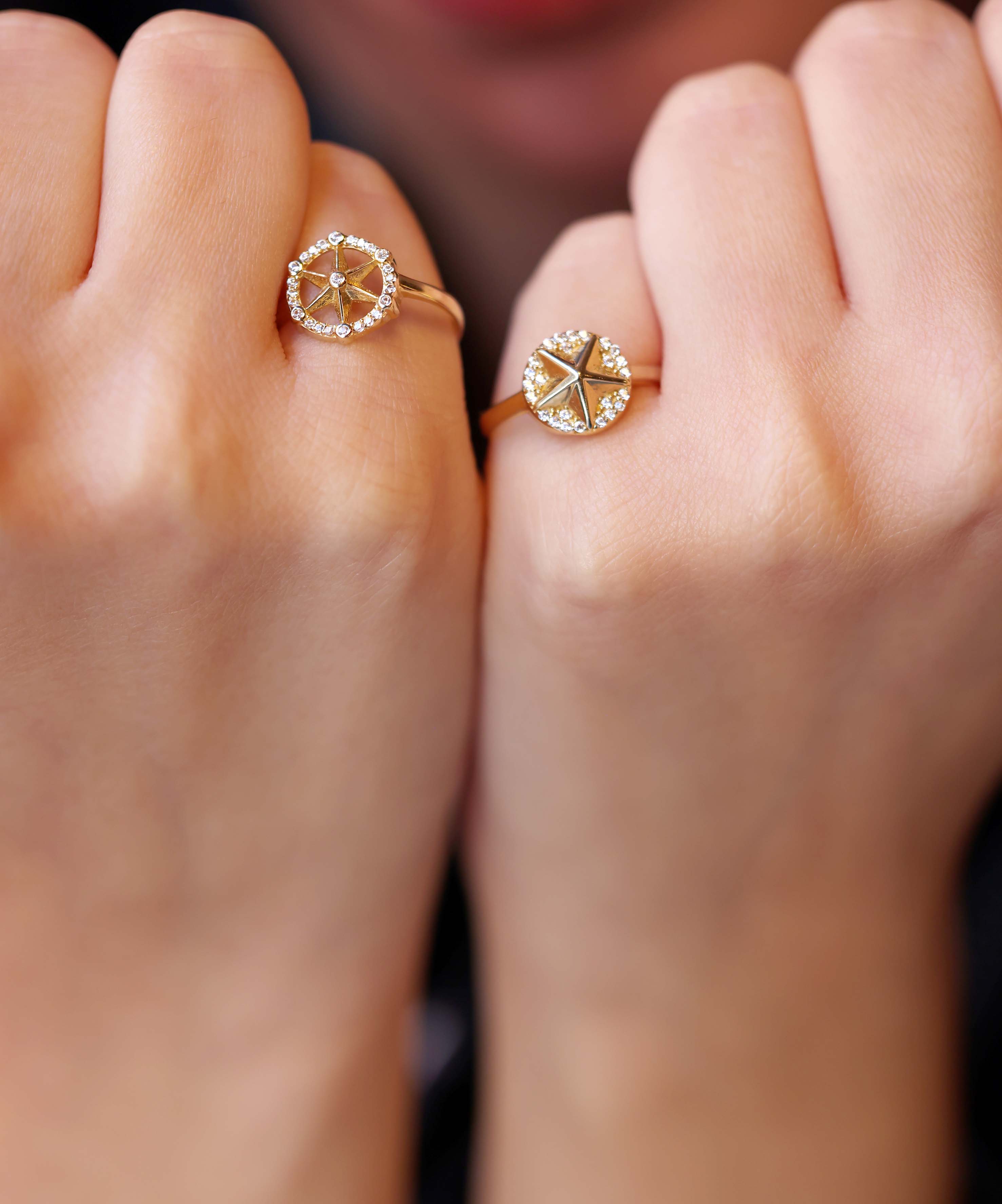 Altın Taşlı Yıldız Yüzük