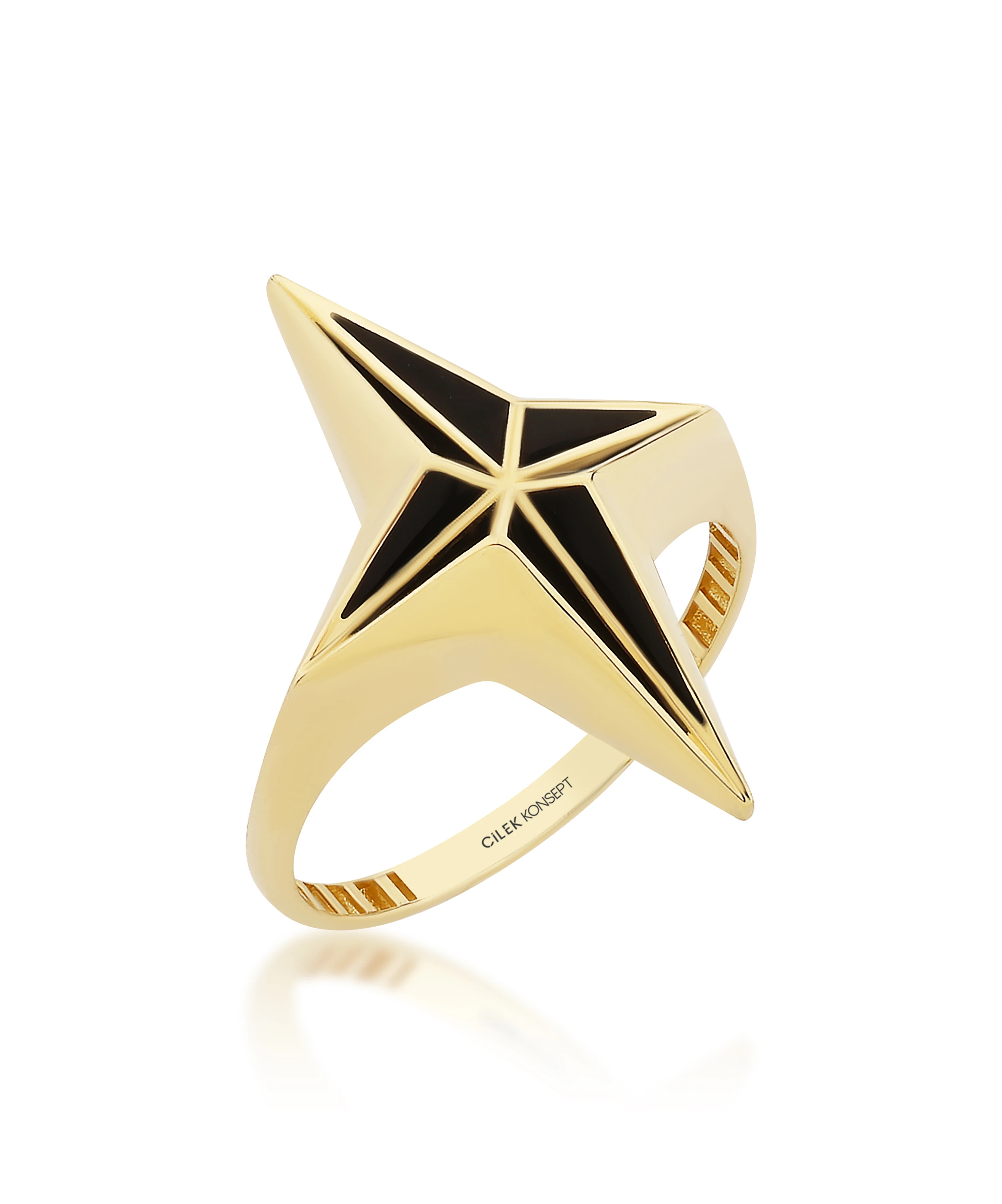 Altın Siyah Kuzey Yıldızı Yüzük