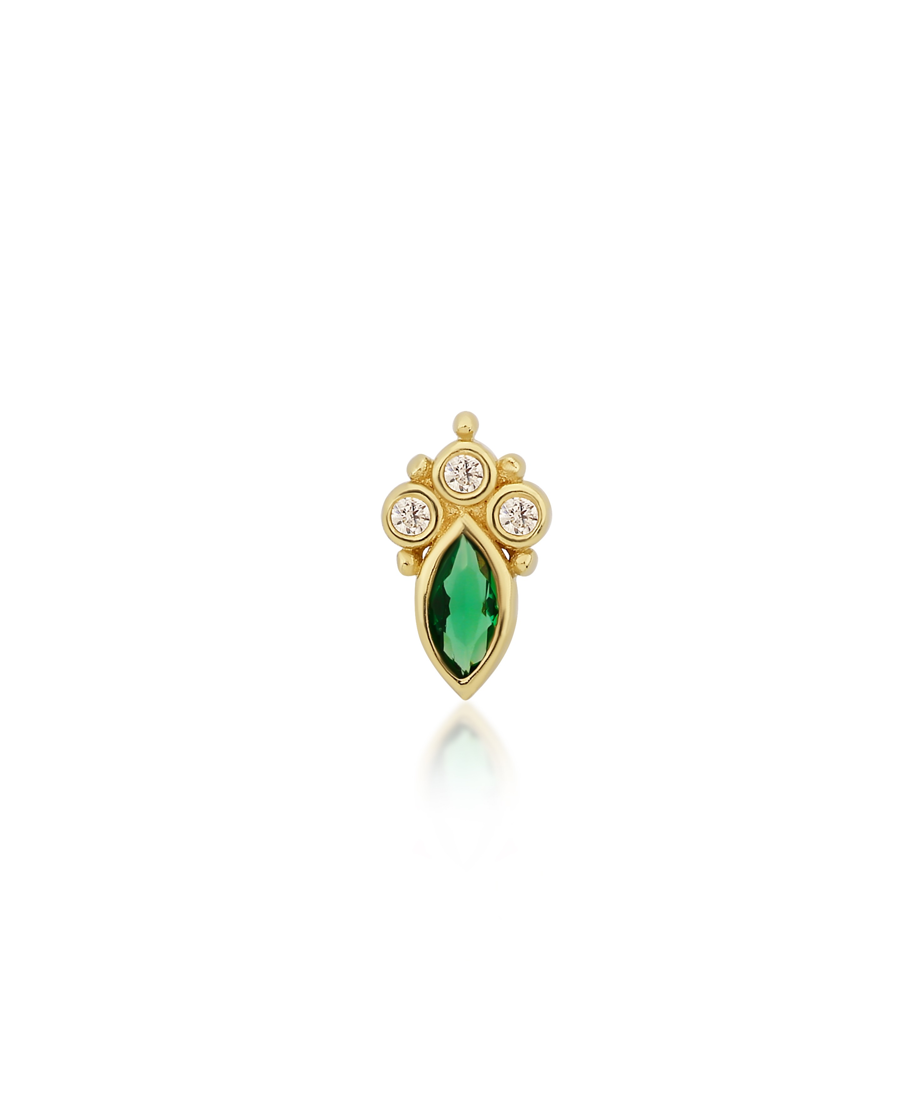 Altın Tragus Yeşil Taşlı Piercing