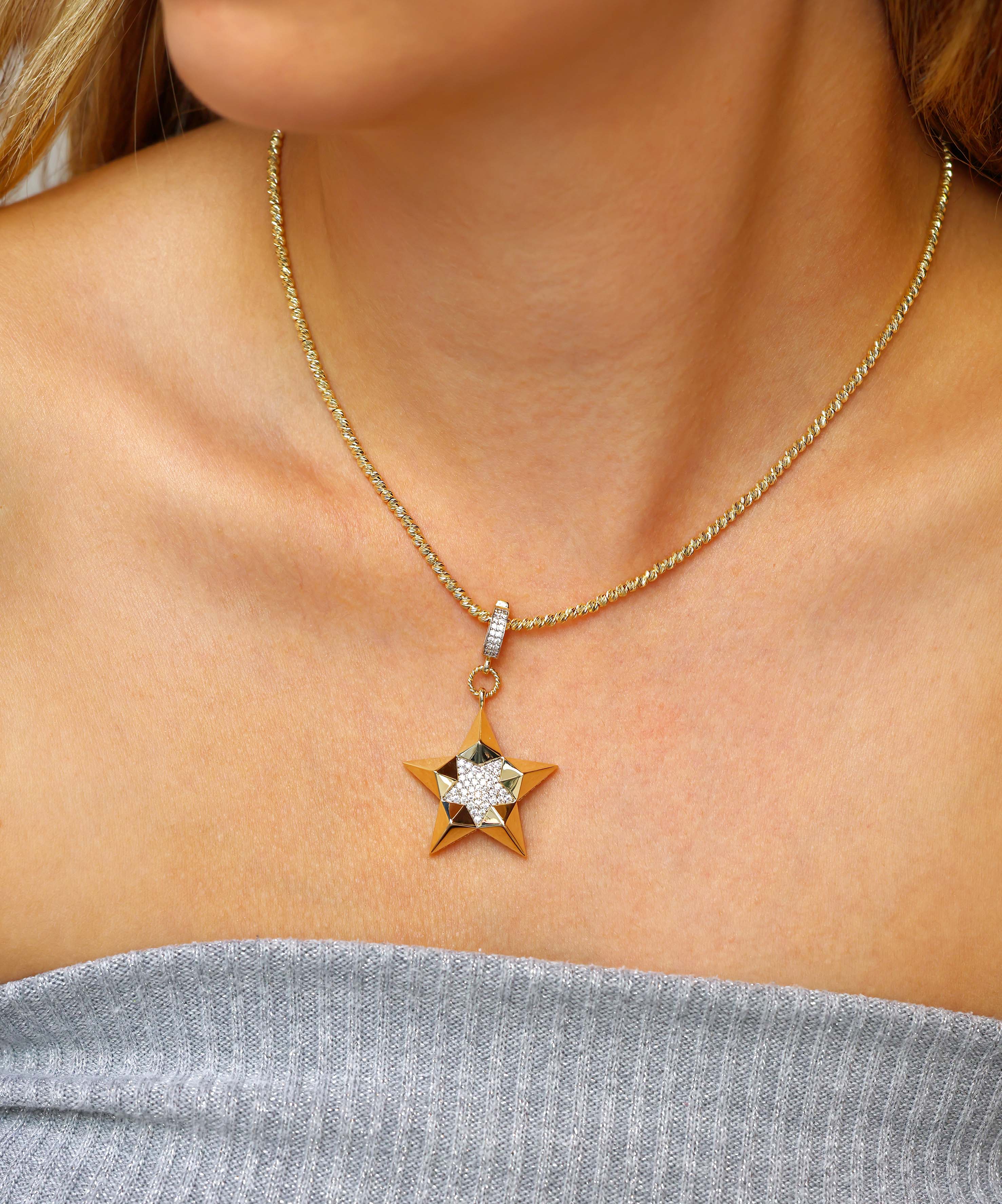 Altın Taşlı Yıldız Kolye Ucu