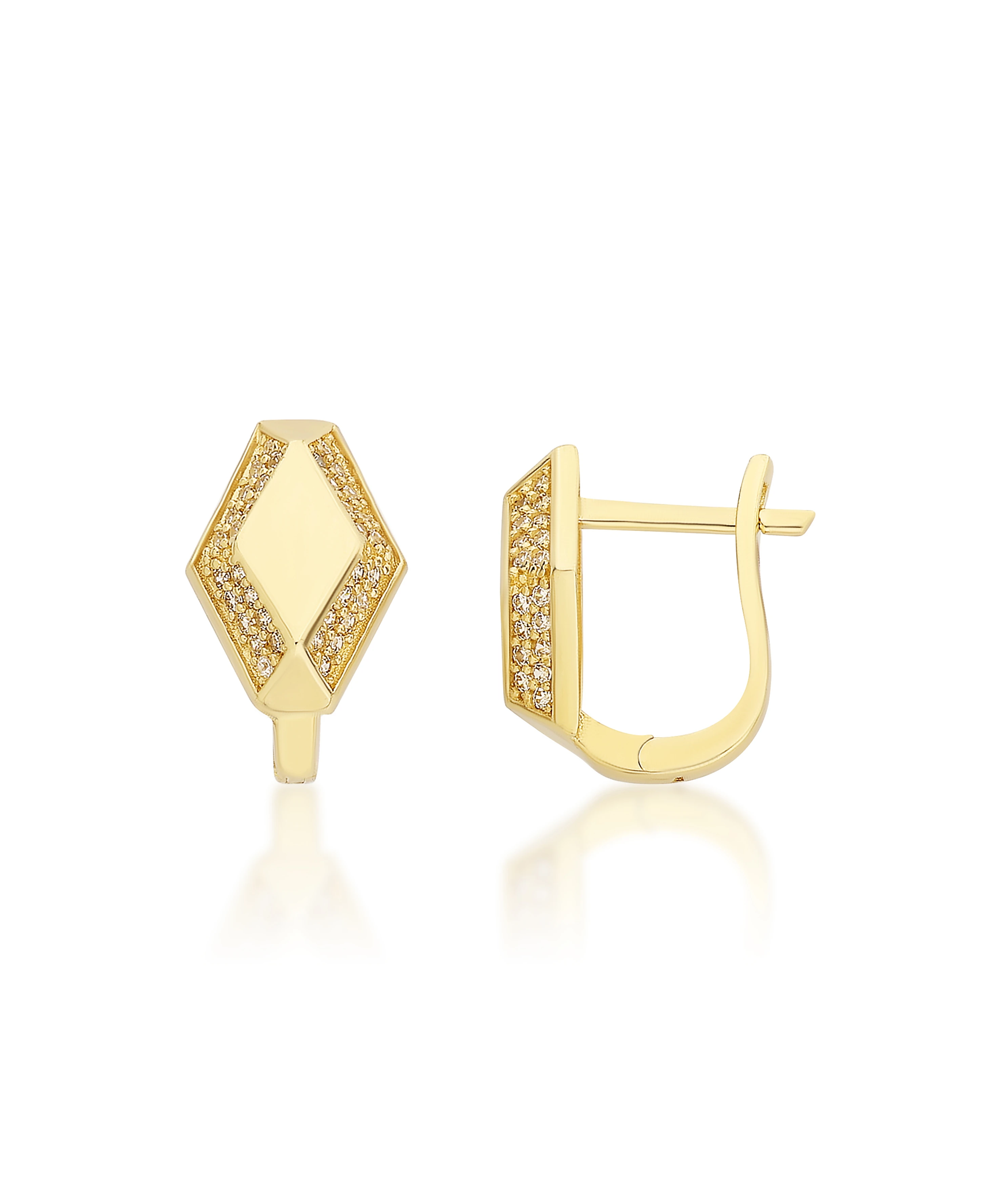 Altın Taşlı Geometrik Küpe