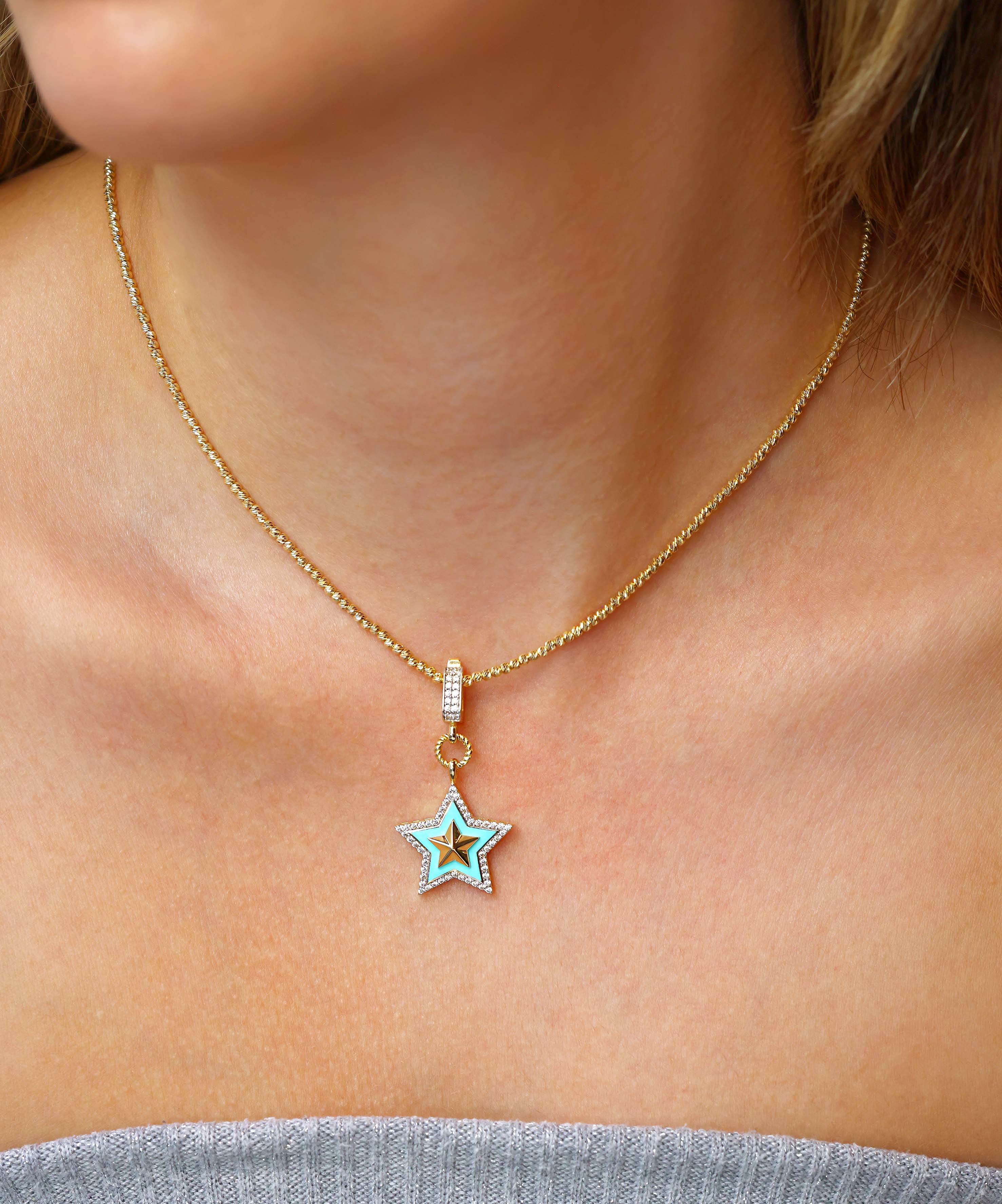 Altın Taşlı Yıldız Kolye Ucu